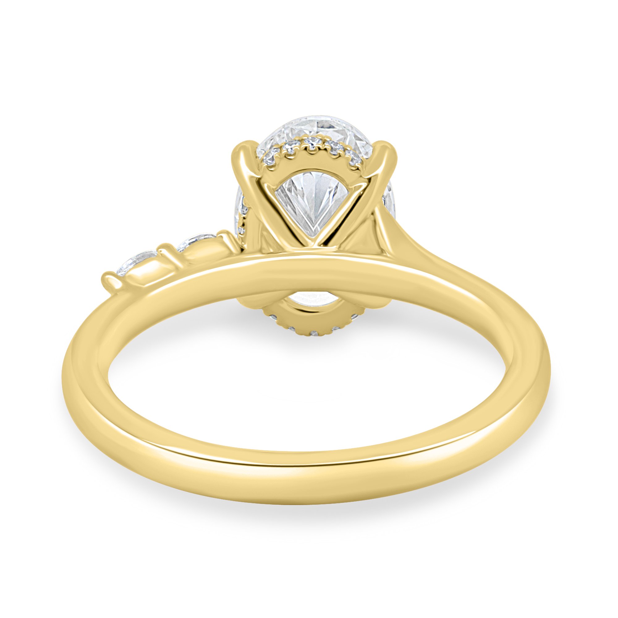 Jamie - Oval Solitaire with Opposing Marquise Accents - 18k Yellow Gold
