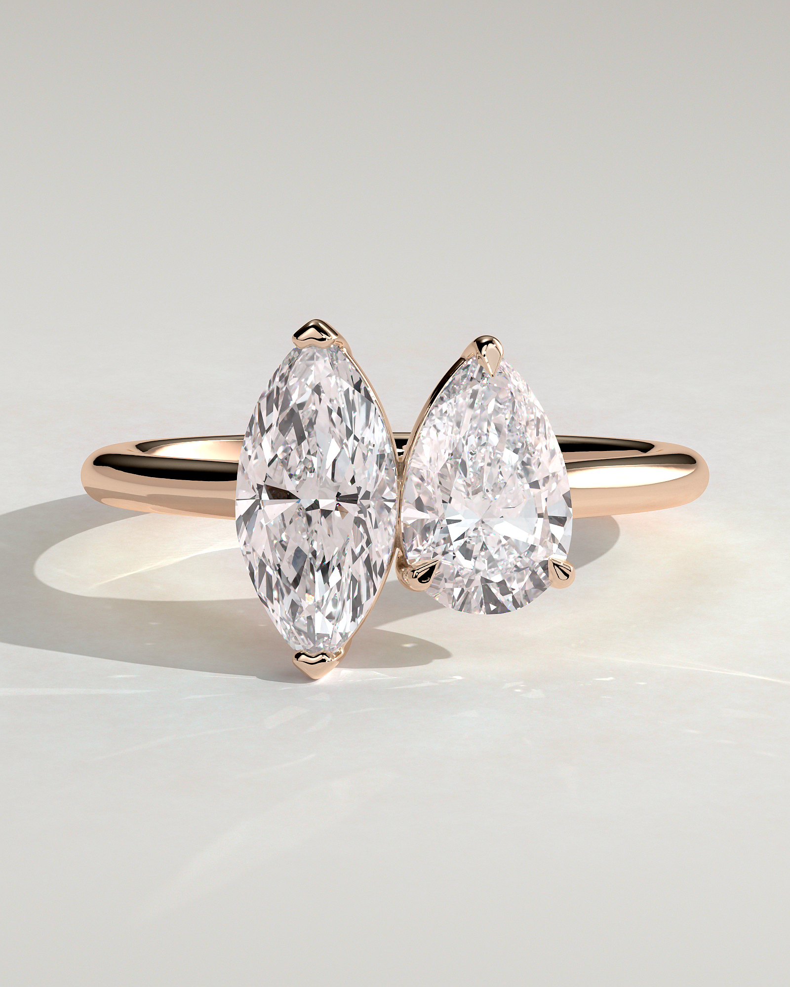 Jana - Double Setting Pear and Marquise Solitaires - 18k Rose Gold
