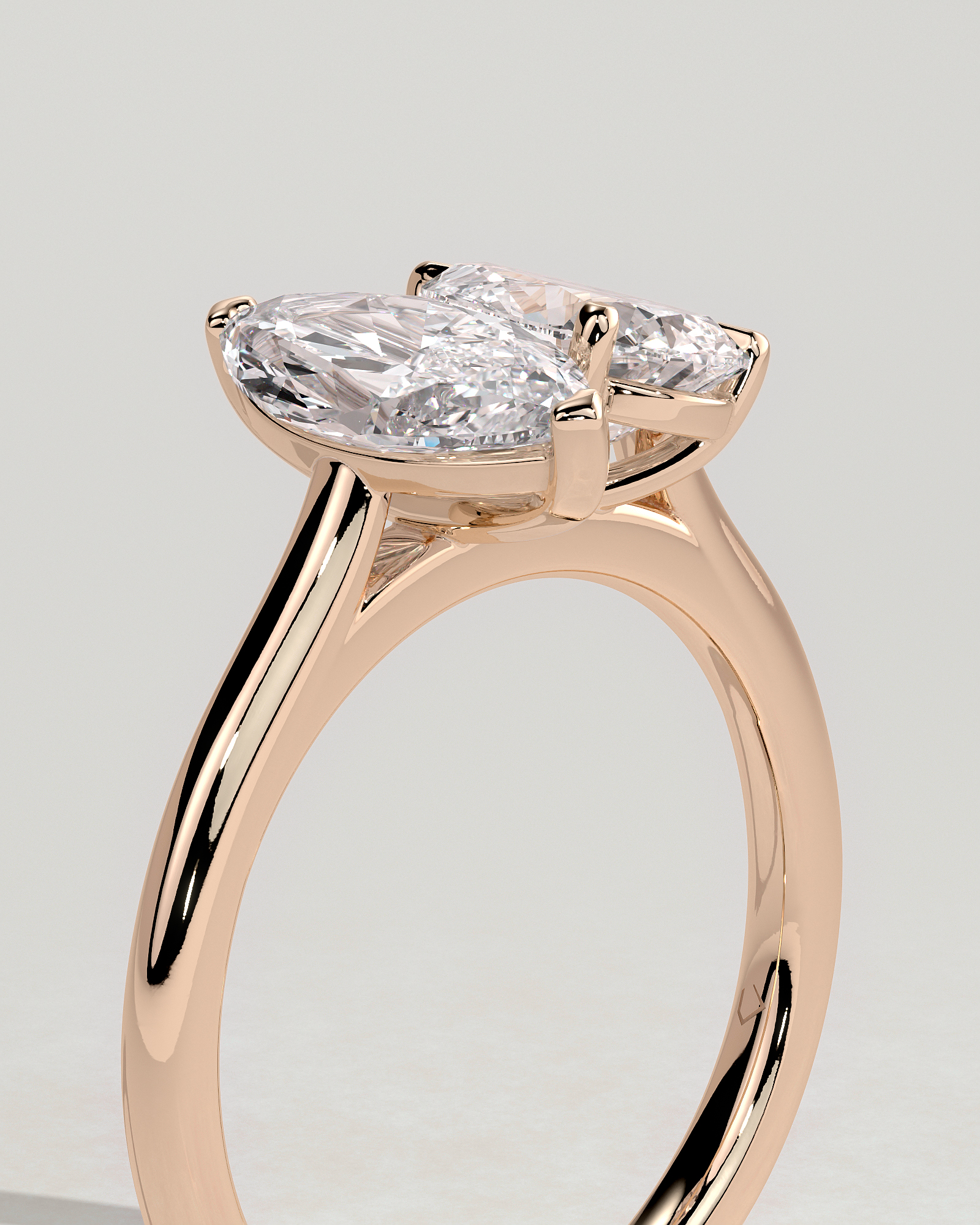 Jana - Double Setting Pear and Marquise Solitaires - 18k Rose Gold