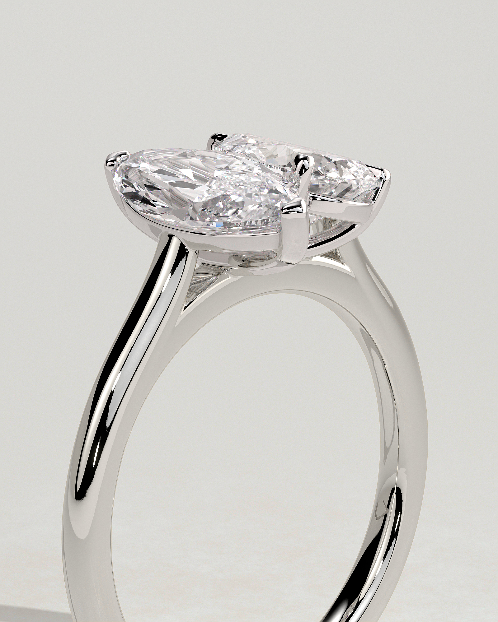 Jana - Double Setting Pear and Marquise Solitaires - 18k White Gold