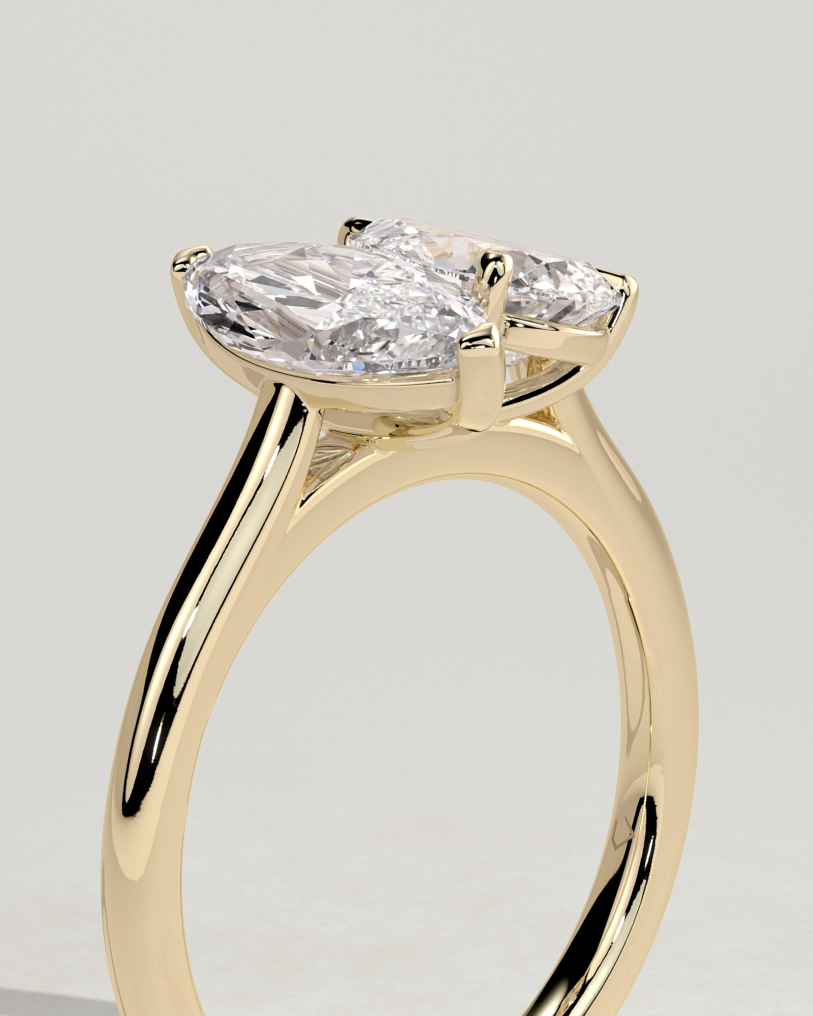 Jana - Double Setting Pear and Marquise Solitaires - 18k Yellow Gold