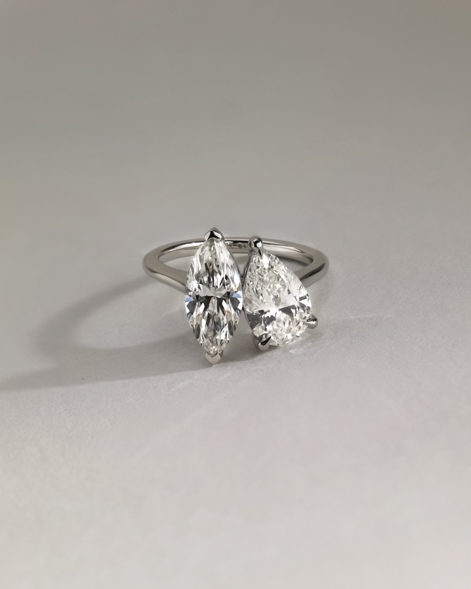 Jana - Double Setting Pear and Marquise Solitaires Lifestyle Image