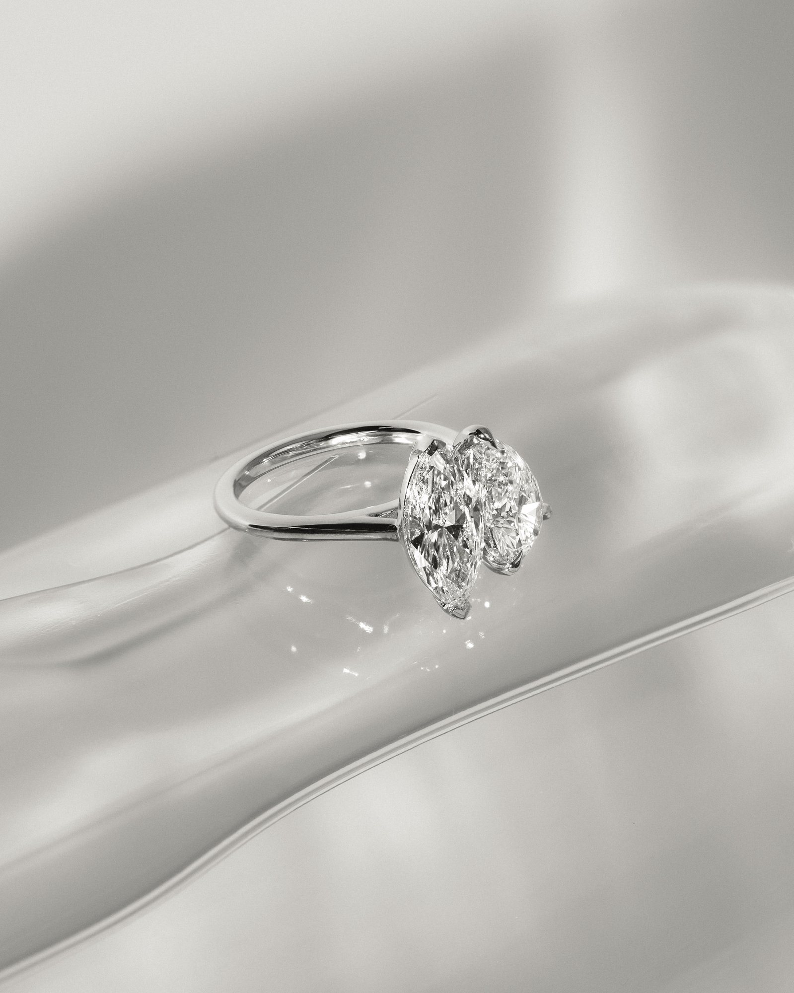 Jana - Double Setting Pear and Marquise Solitaires Lifestyle Image