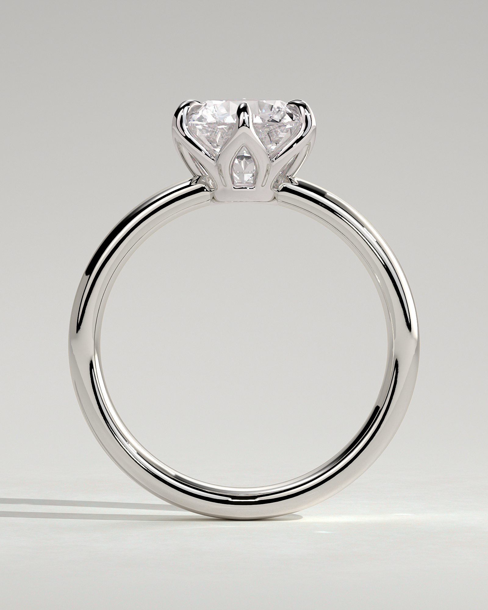 Jayden - 6 Claw Round Solitaire with Cigar Band - 18k White Gold