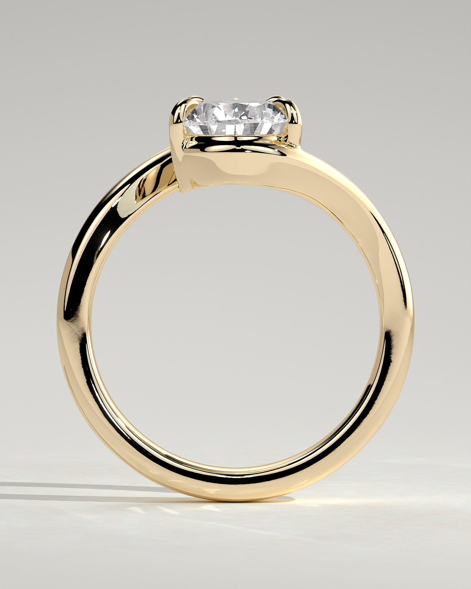 Pear 5 Claw Solitaire with Bypass Band Engagement Ring - 18k Yellow Gold