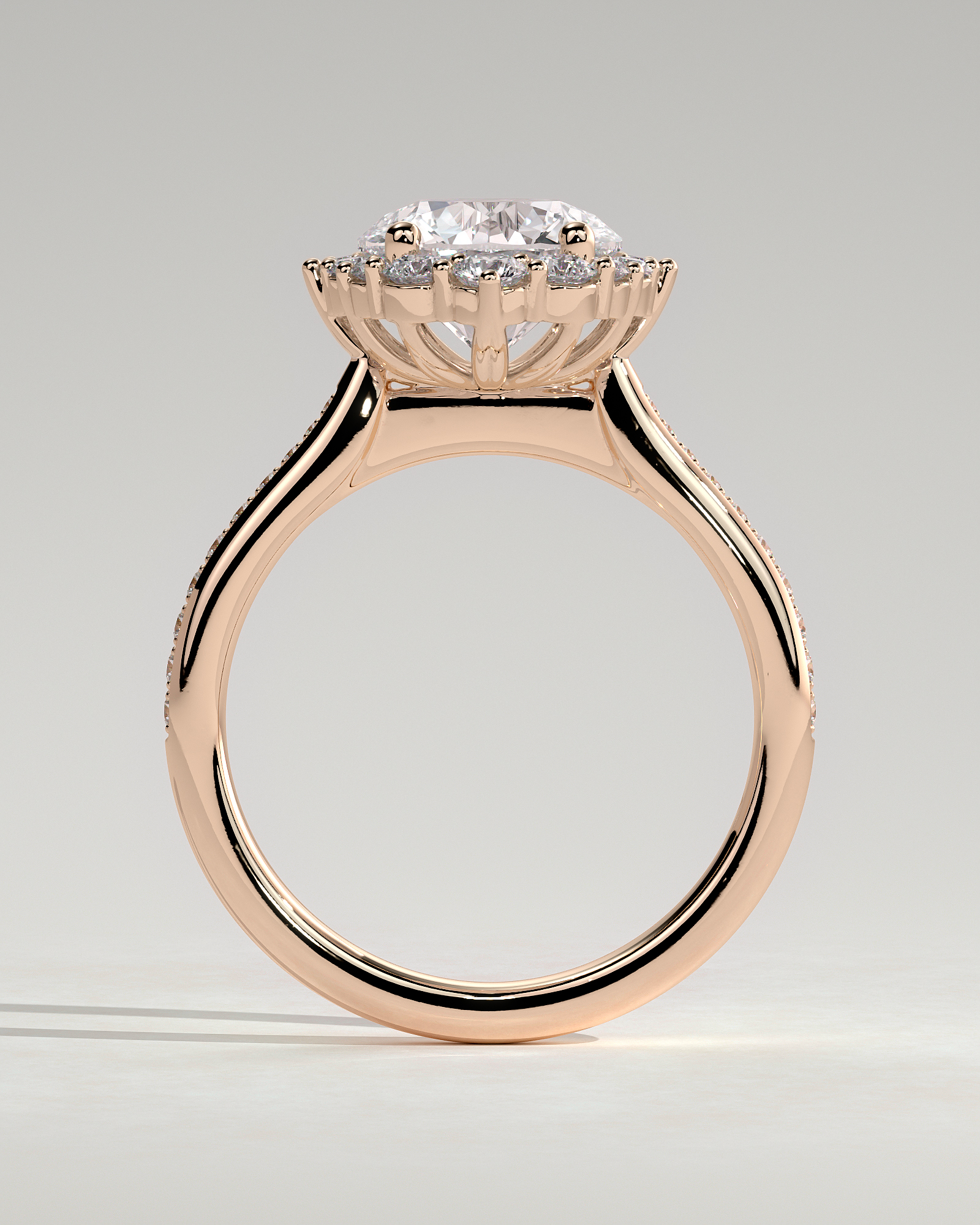 Jessica  Vintage-Style Round Halo with Pav - 18k Rose Gold