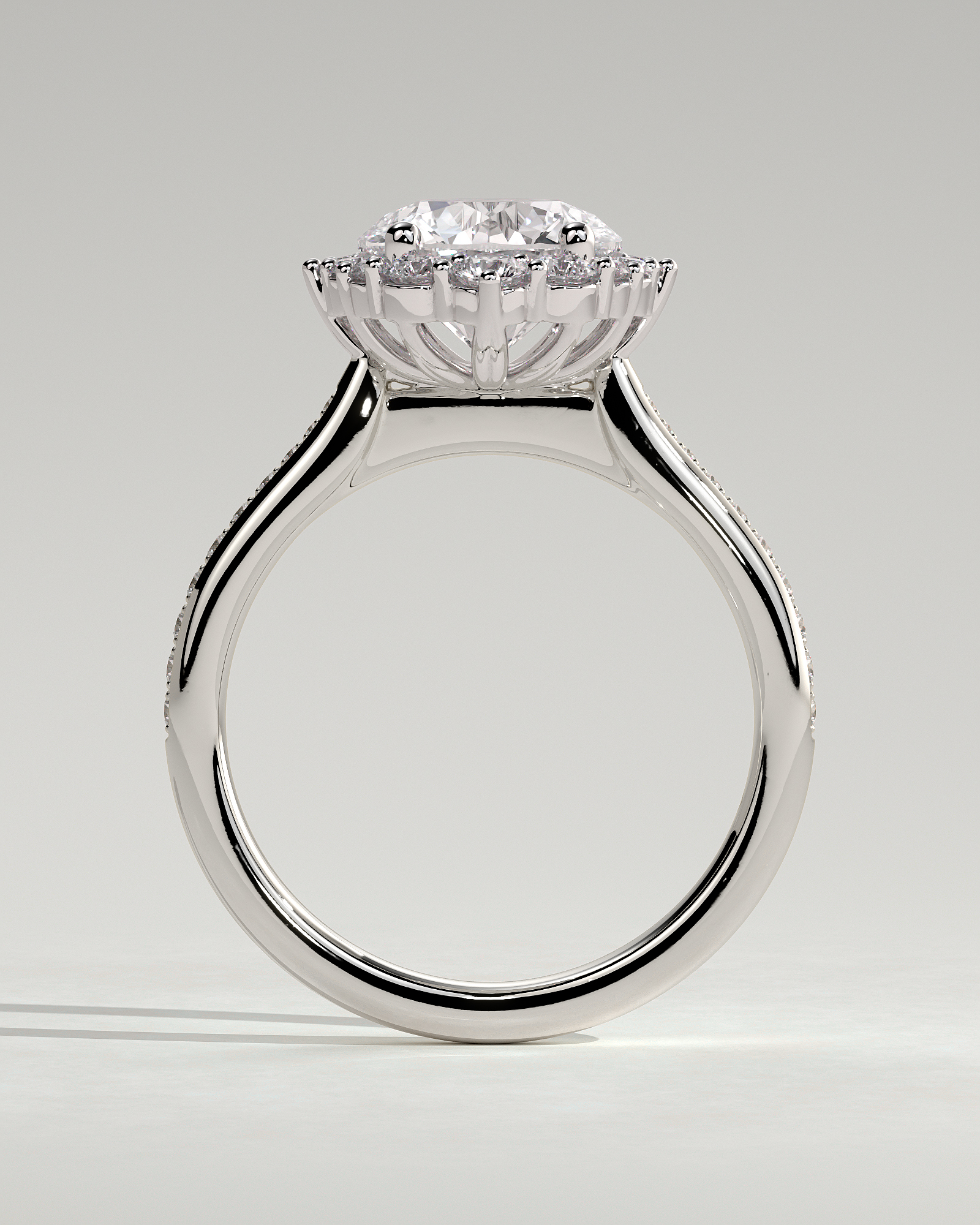 Jessica  Vintage-Style Round Halo with Pav - 18k White Gold