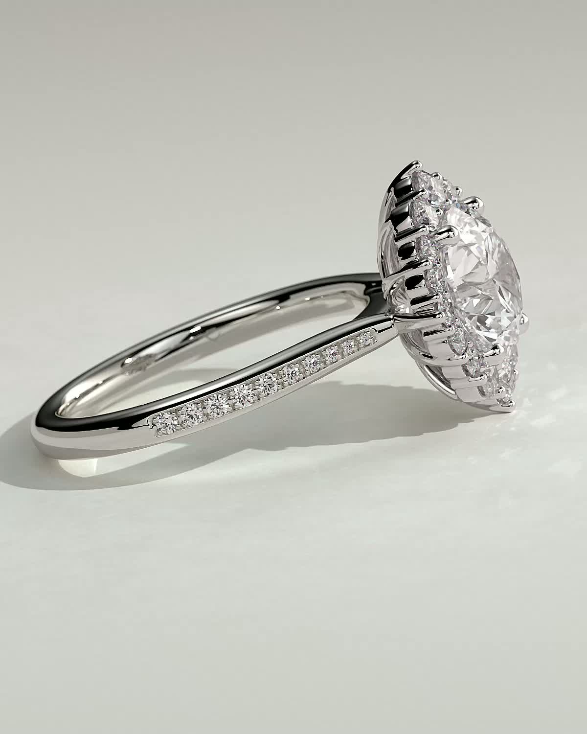 Jessica  Vintage-Style Round Halo with Pav - 18k White Gold