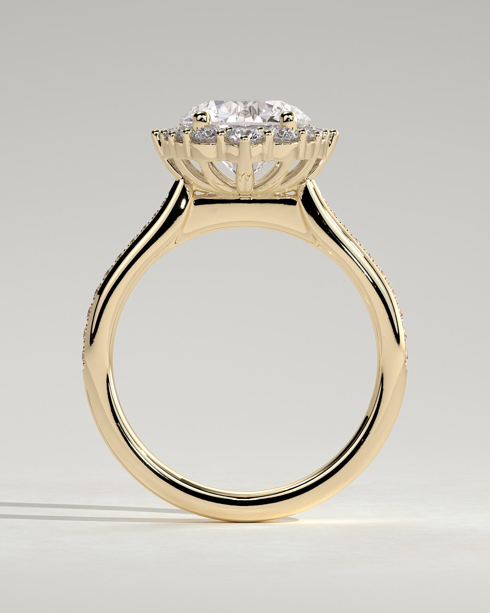 Jessica  Vintage-Style Round Halo with Pav - 18k Yellow Gold