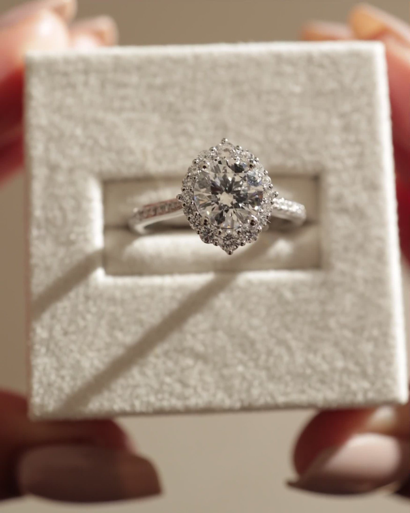 Jessica  Vintage-Style Round Halo with Pav Lifestyle Image