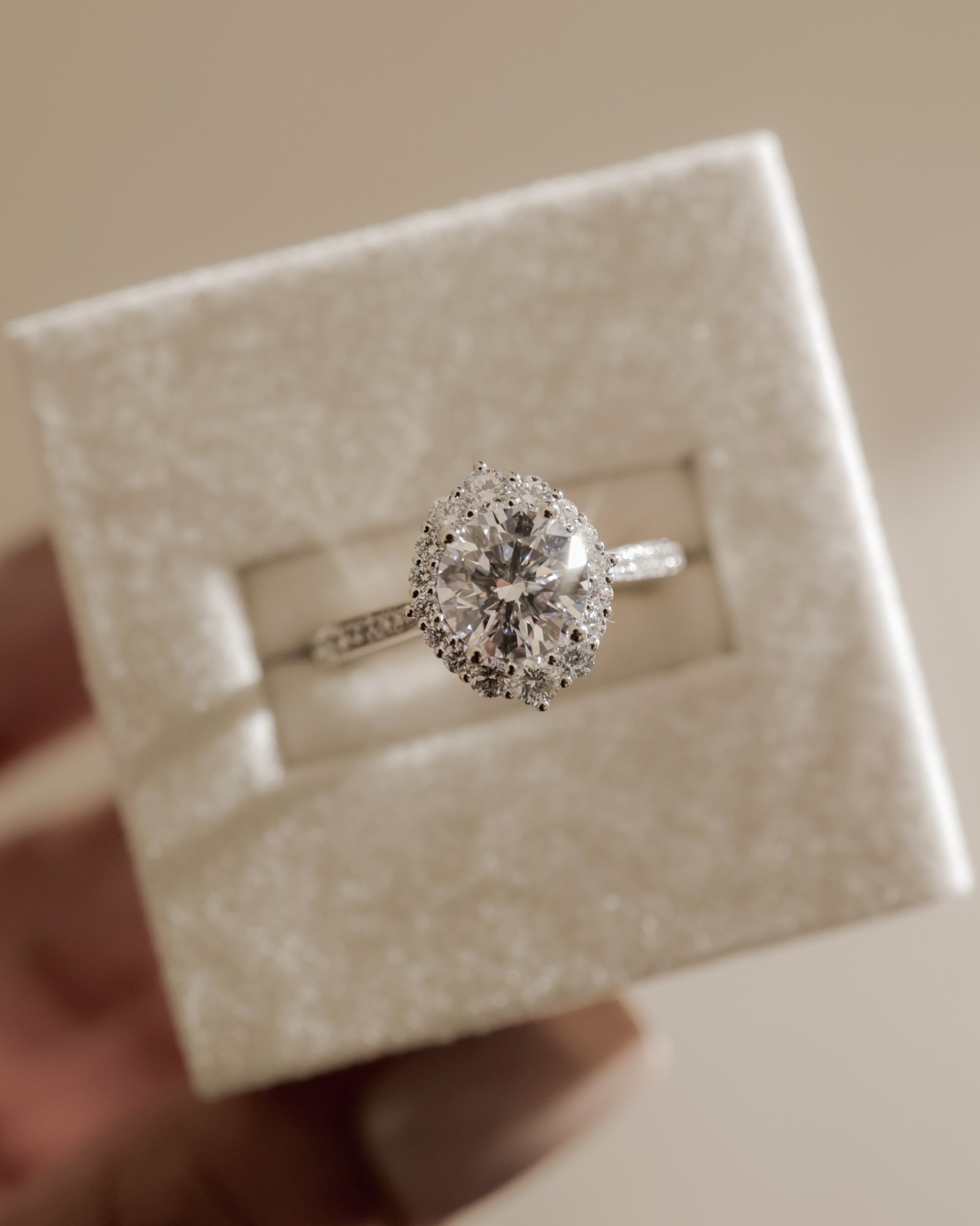 Jessica  Vintage-Style Round Halo with Pav Lifestyle Image