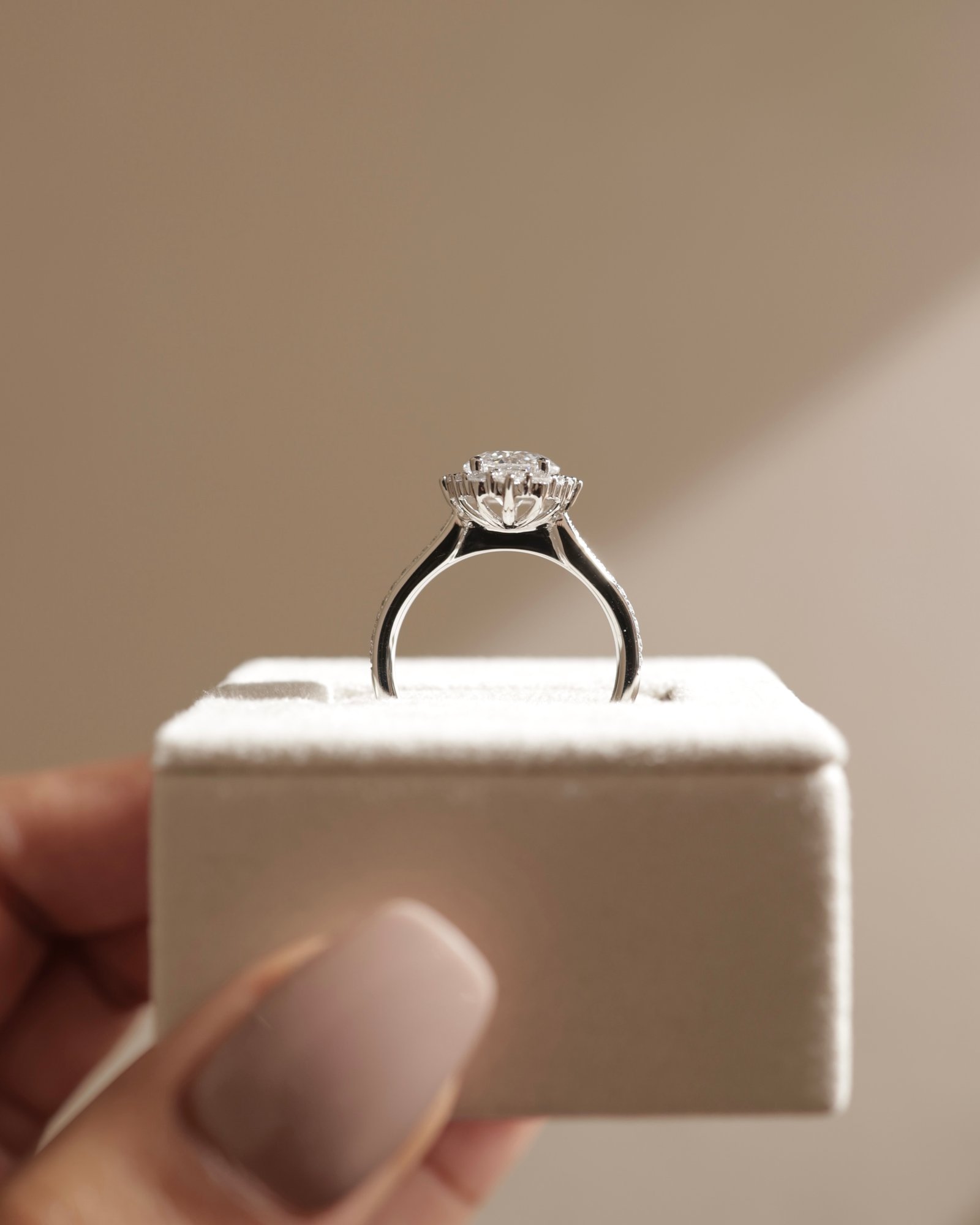 Jessica  Vintage-Style Round Halo with Pav Lifestyle Image