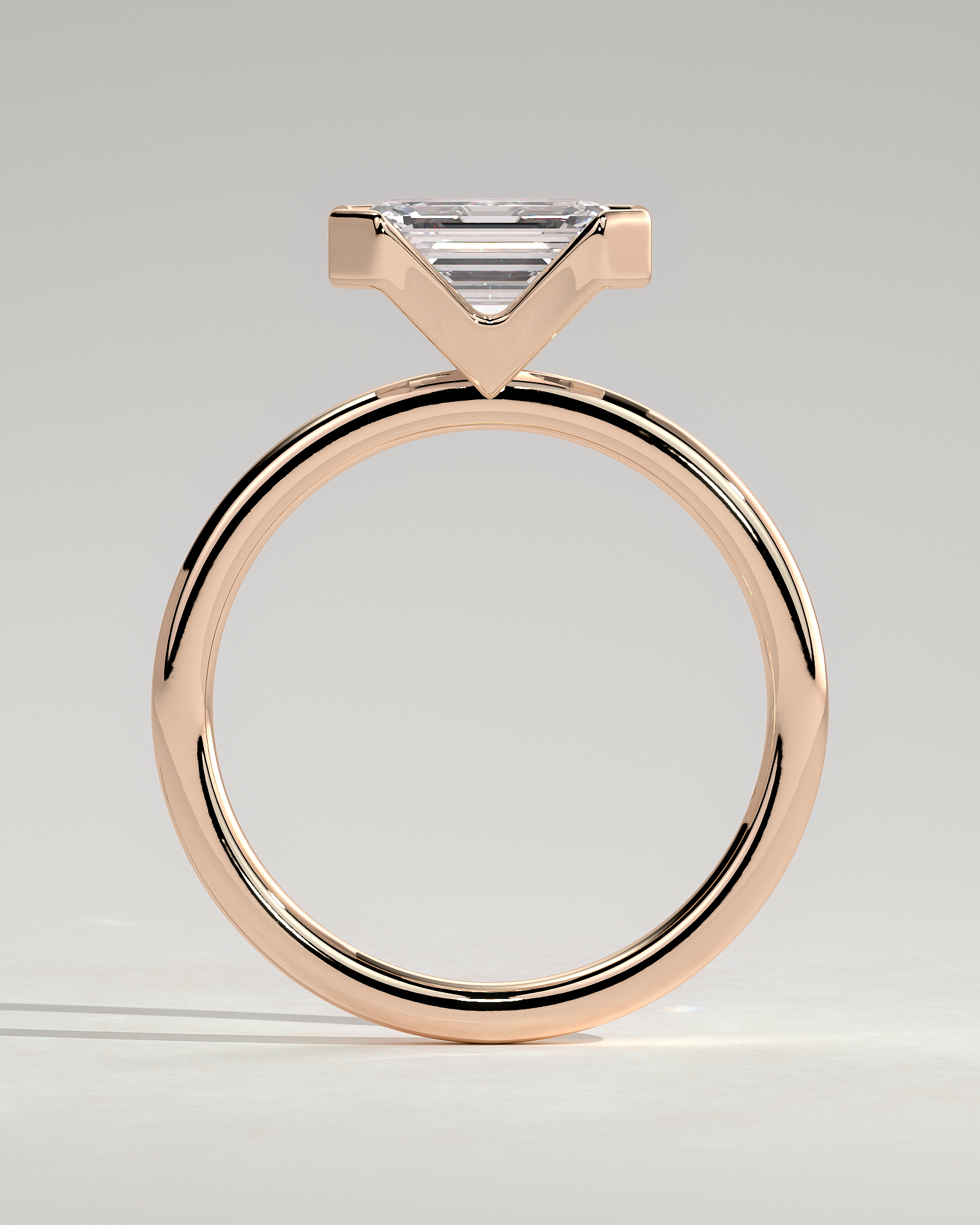 Jodie - Emerald Half Bezel Solitaire - 18k Rose Gold
