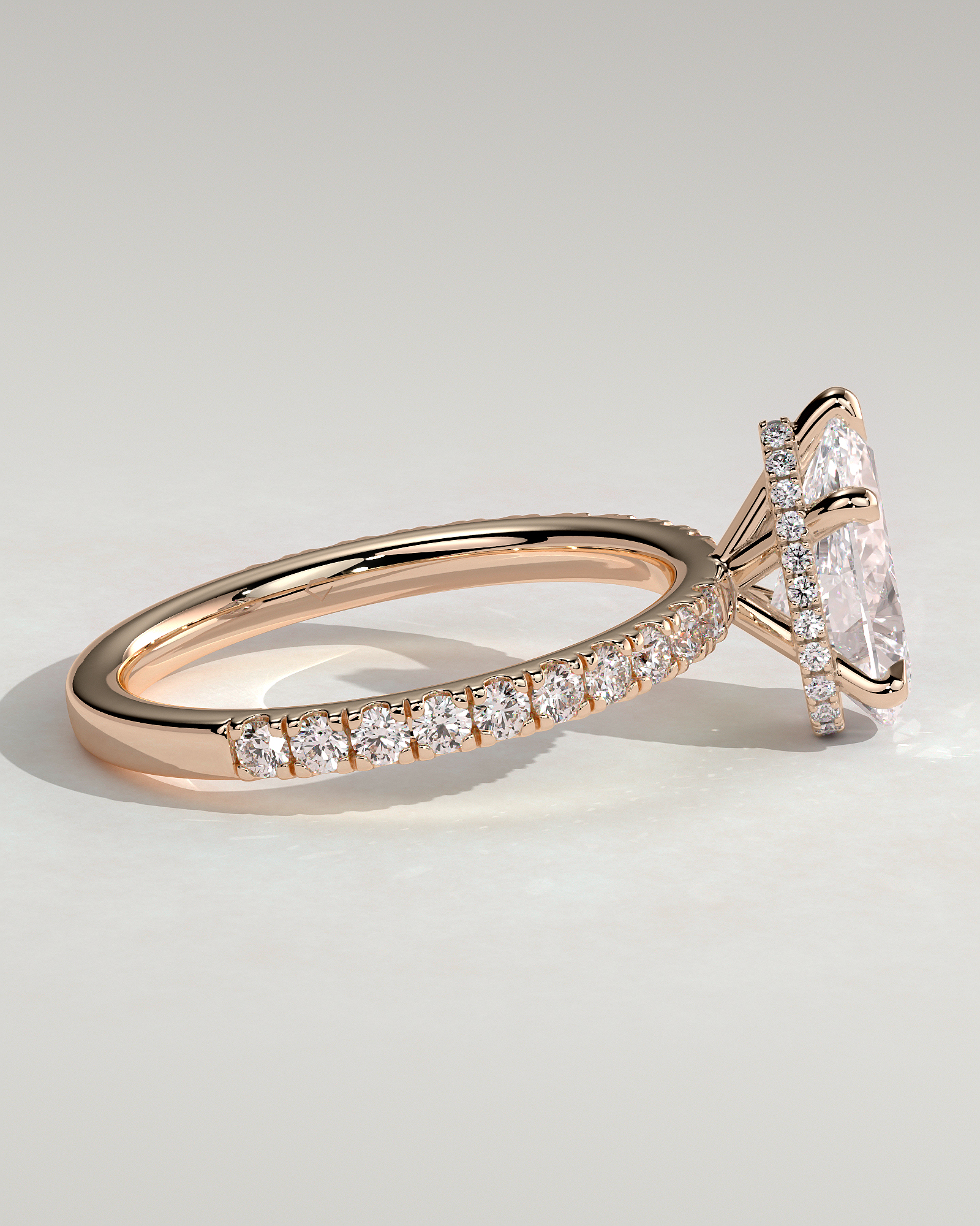 Jordanna  5 Claw Pear Pav Solitaire with Hidden Halo - 18k Rose Gold