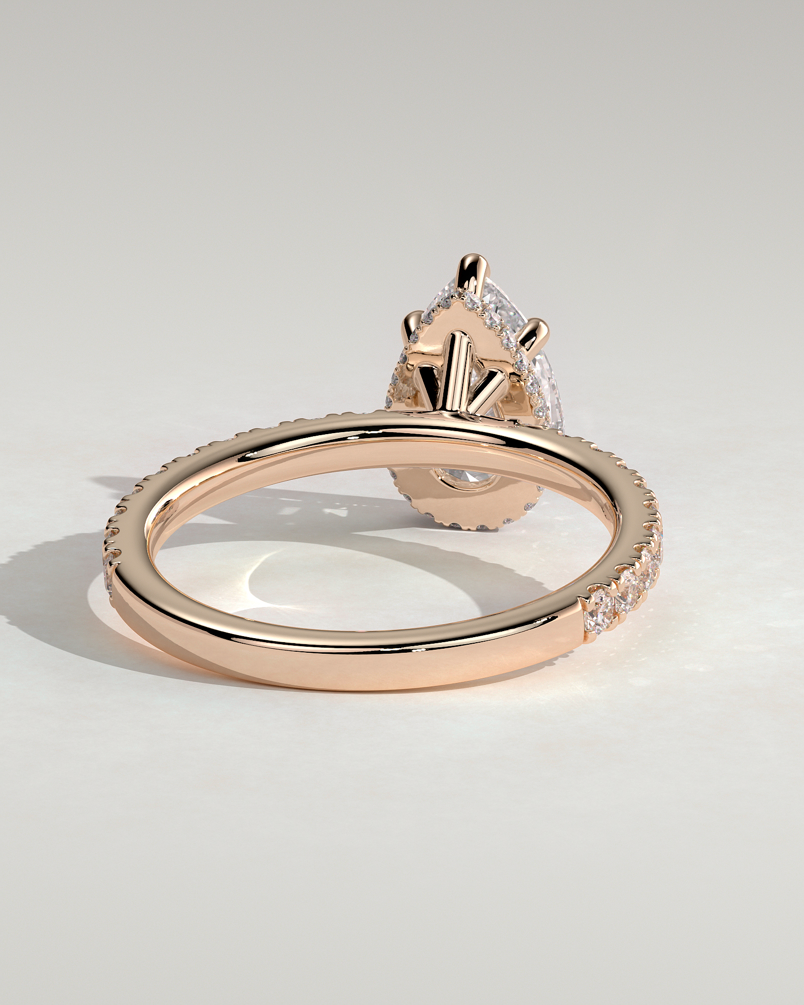 Jordanna  5 Claw Pear Pav Solitaire with Hidden Halo - 18k Rose Gold