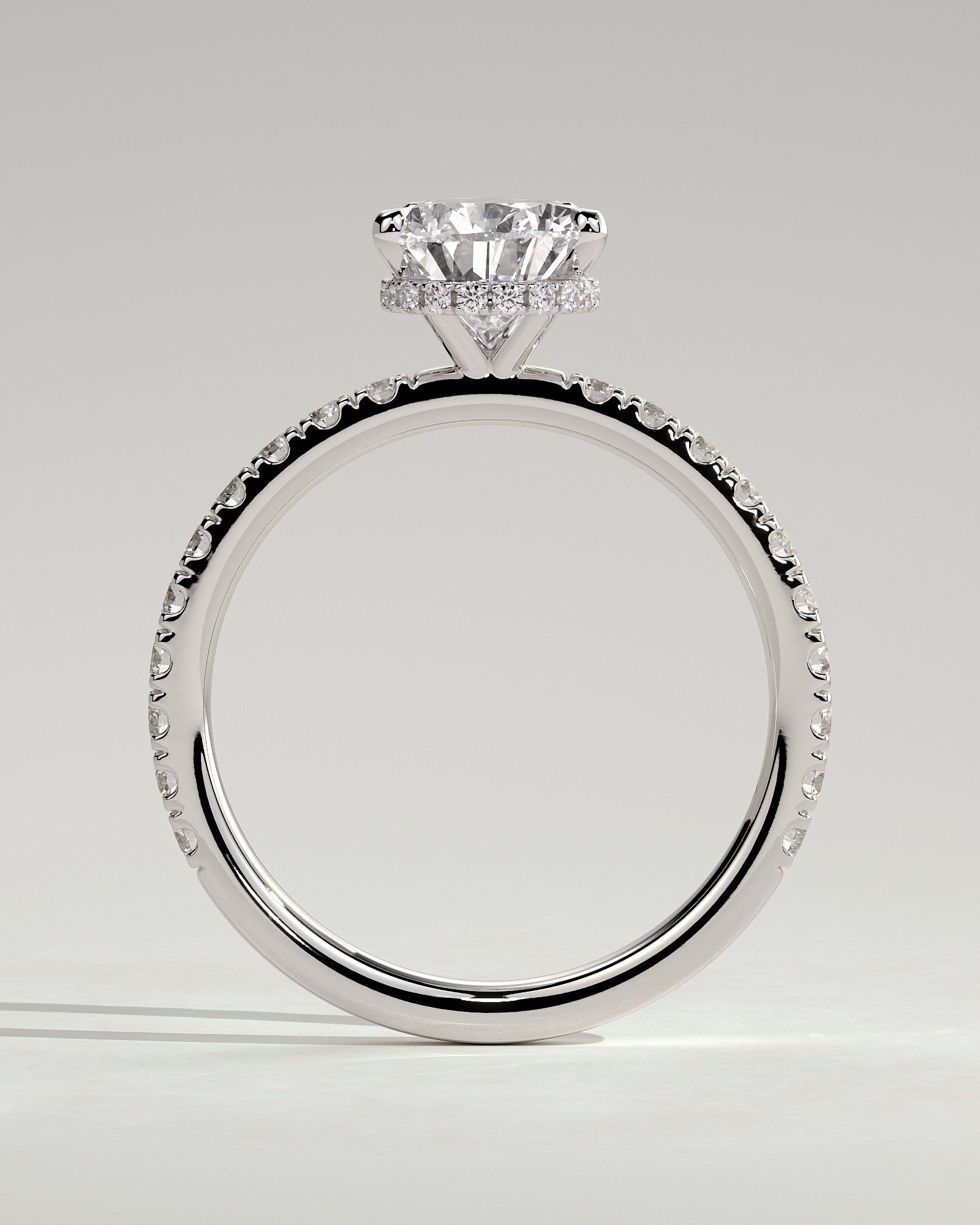 Jordanna  5 Claw Pear Pav Solitaire with Hidden Halo - 18k White Gold