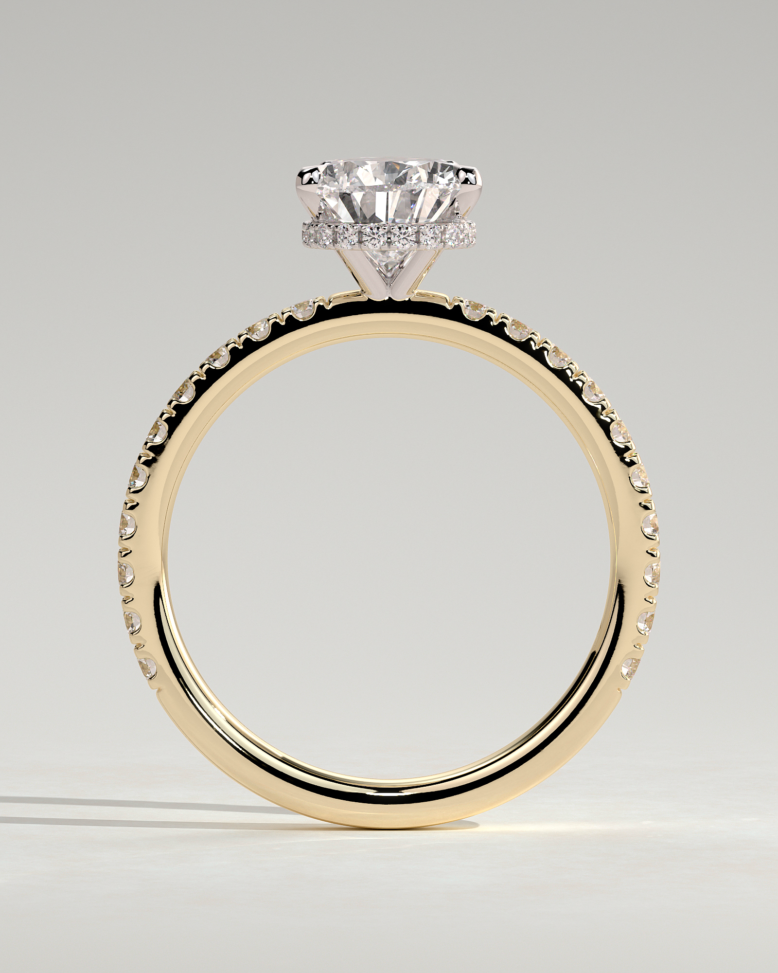 Jordanna  5 Claw Pear Pav Solitaire with Hidden Halo - 18k Yellow Gold / 18k White Gold