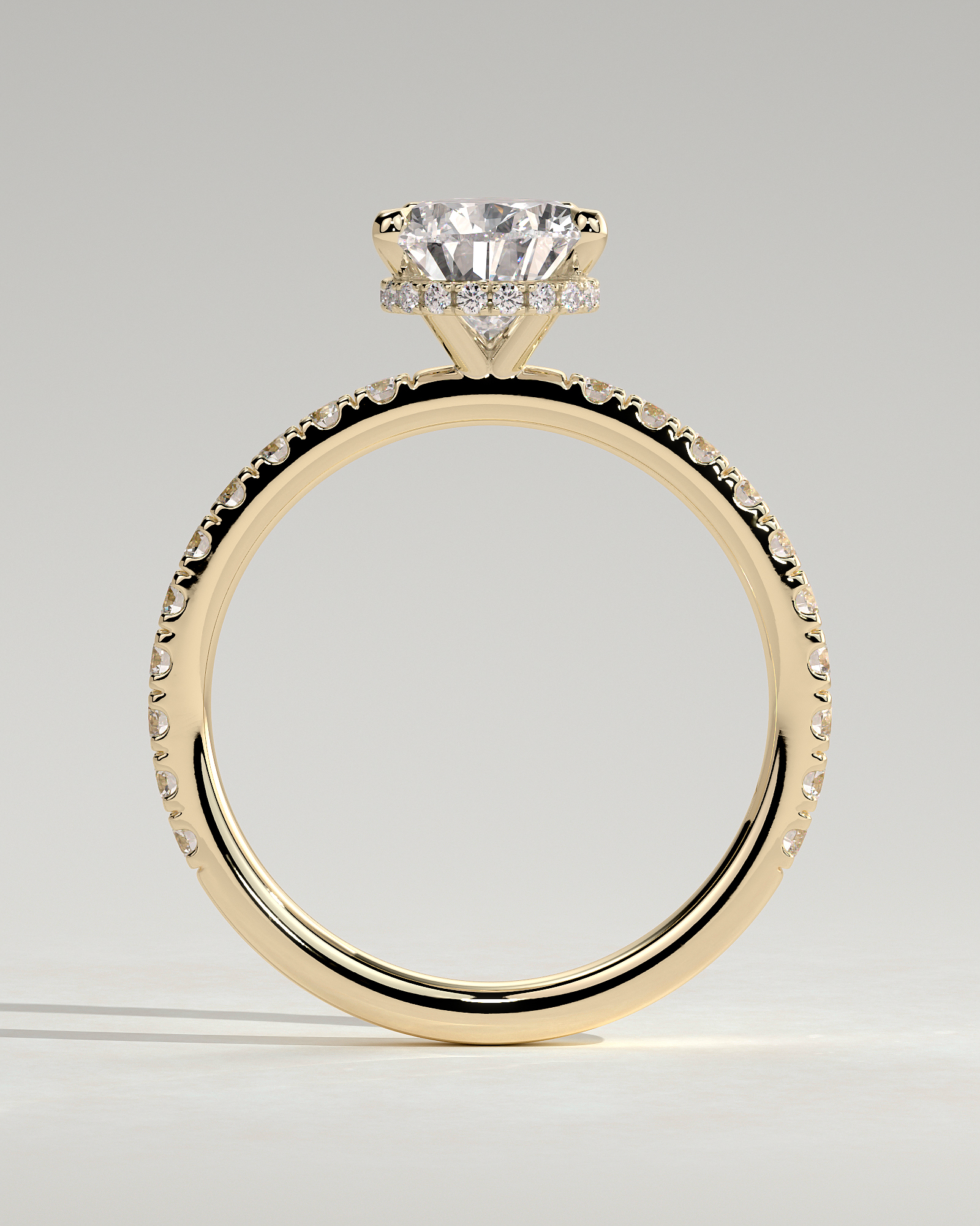 Jordanna  5 Claw Pear Pav Solitaire with Hidden Halo - 18k Yellow Gold