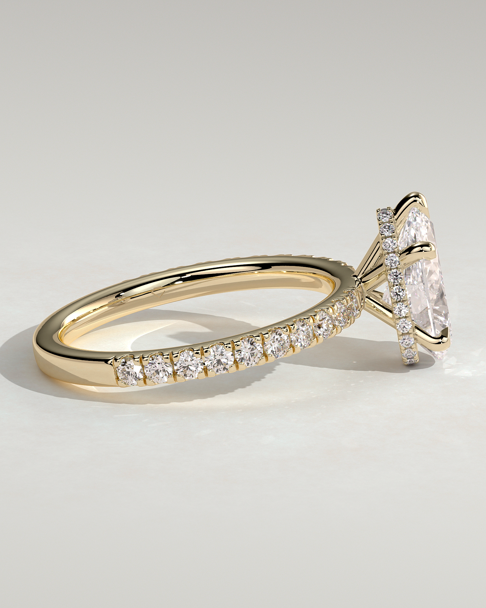 Jordanna  5 Claw Pear Pav Solitaire with Hidden Halo - 18k Yellow Gold