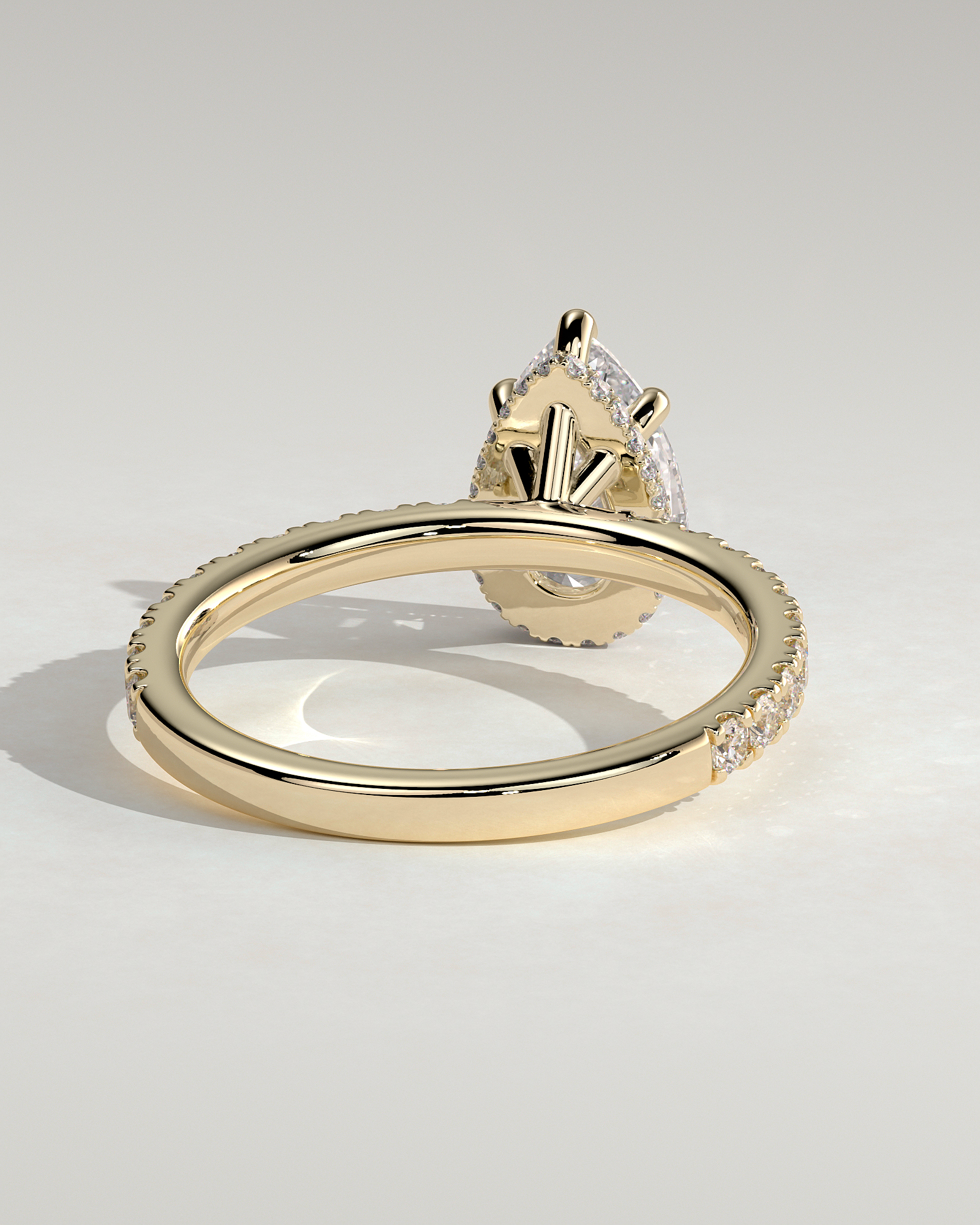 Jordanna  5 Claw Pear Pav Solitaire with Hidden Halo - 18k Yellow Gold