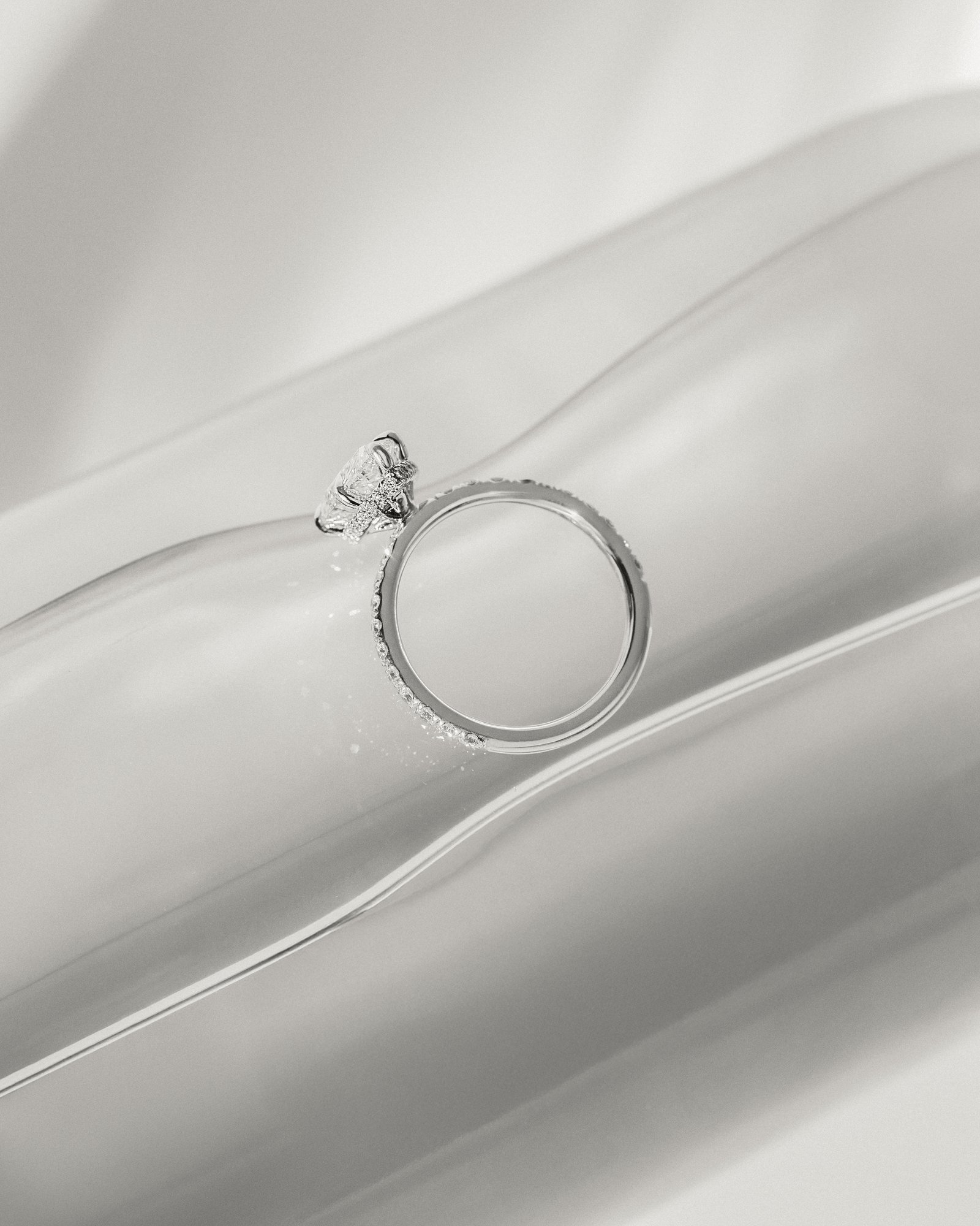 Jordanna  5 Claw Pear Pav Solitaire with Hidden Halo Lifestyle Image