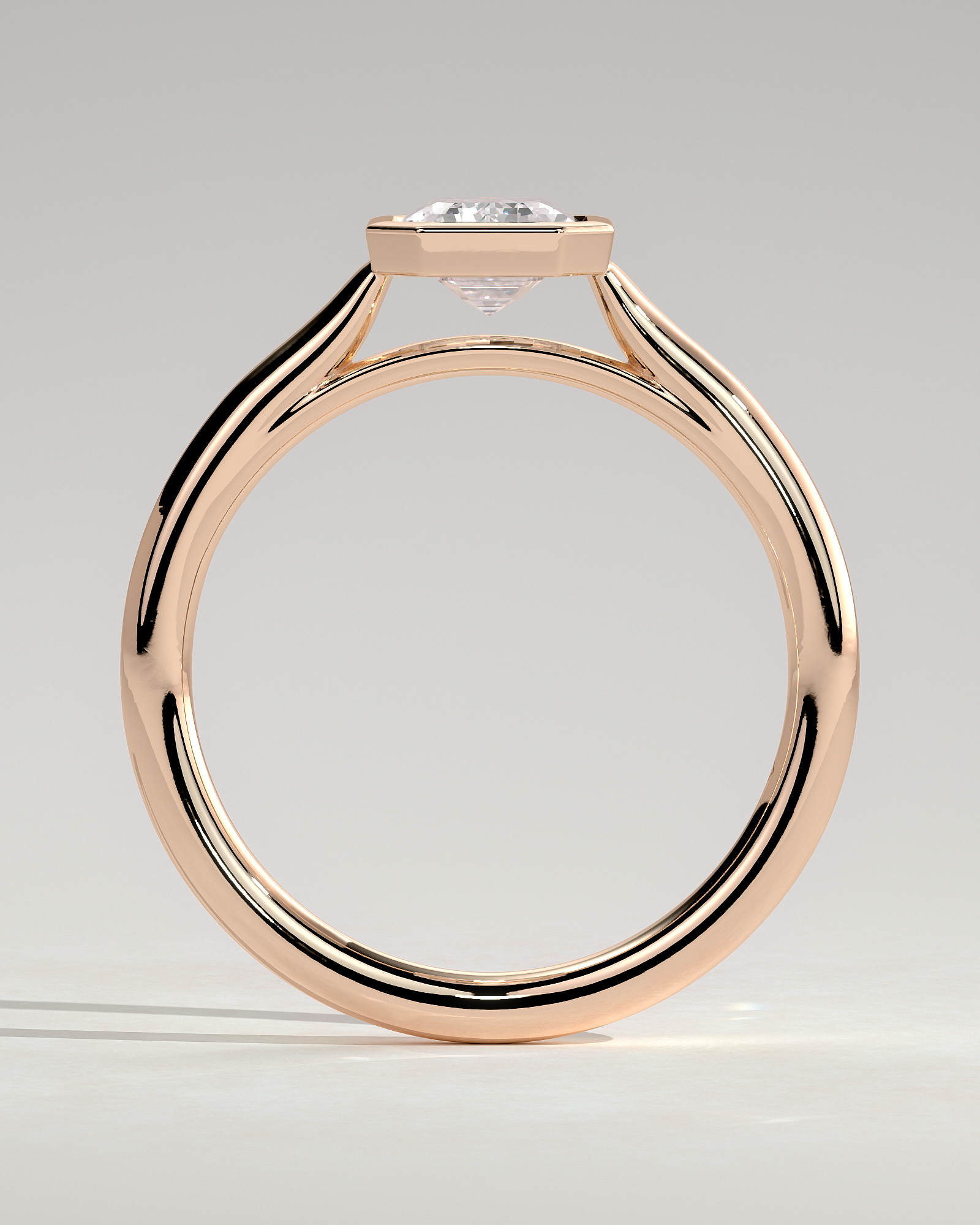 Journee - Bezel Set Emerald Solitaire - 18k Rose Gold