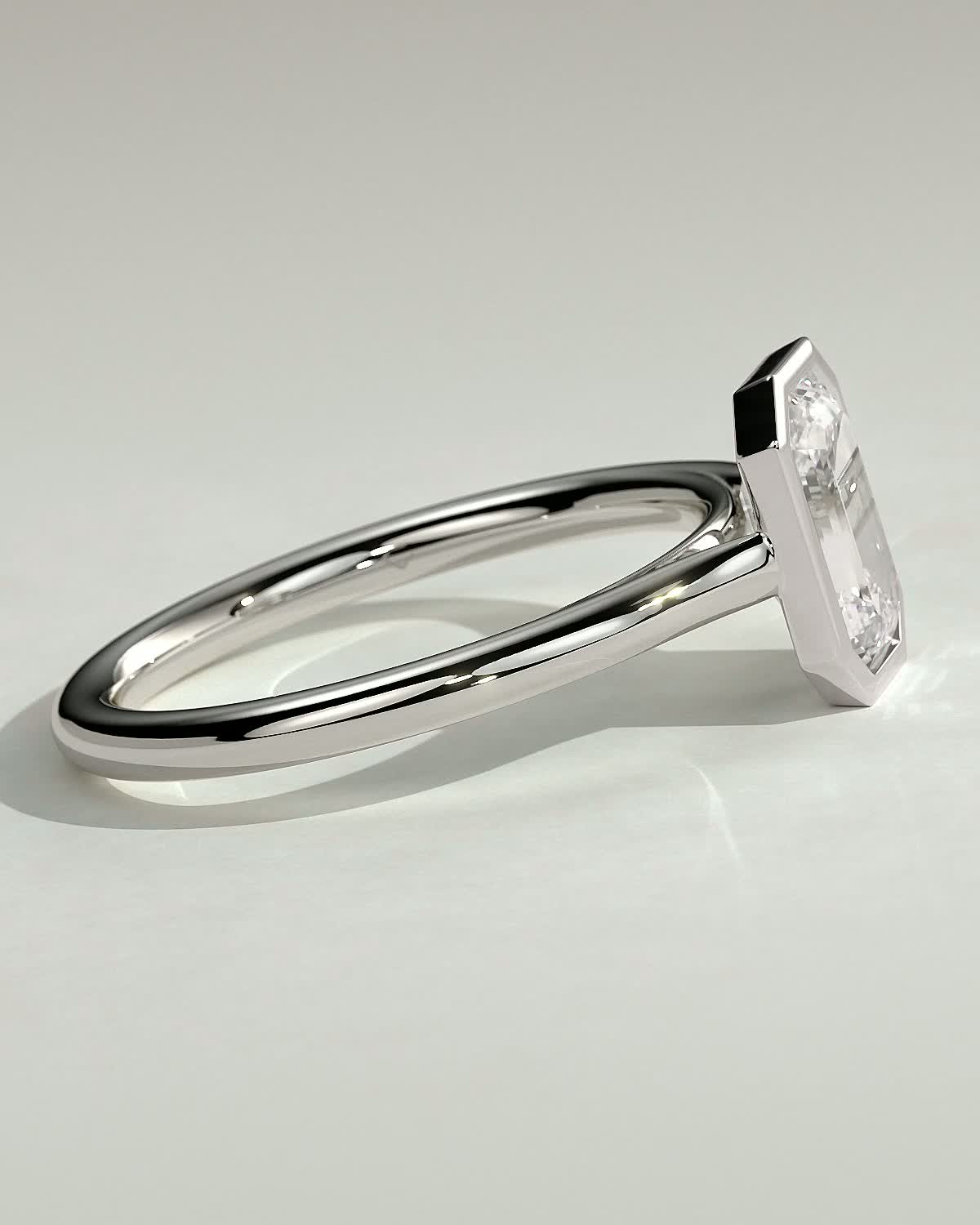 Journee - Bezel Set Emerald Solitaire - 18k White Gold