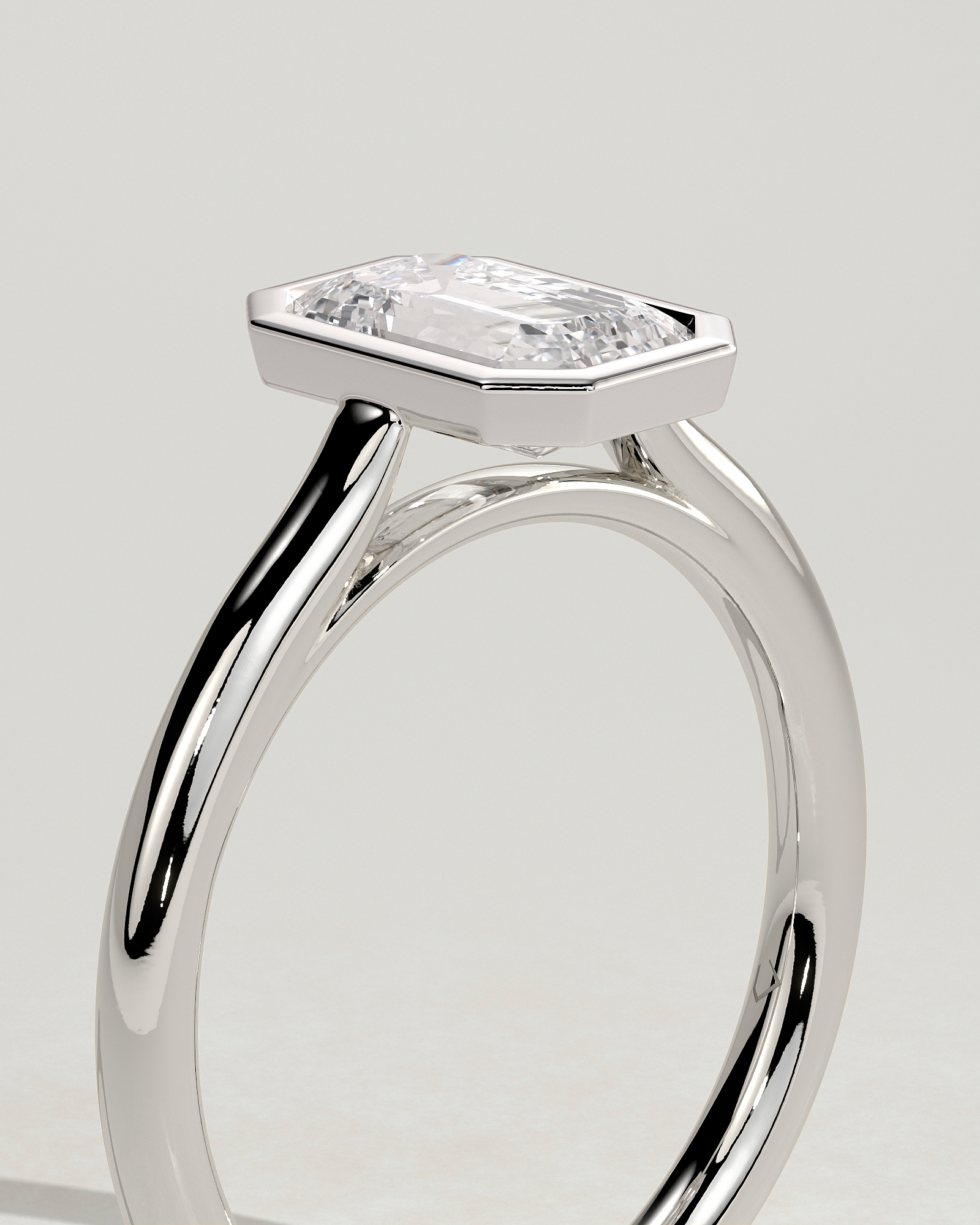 Journee - Bezel Set Emerald Solitaire - 18k White Gold