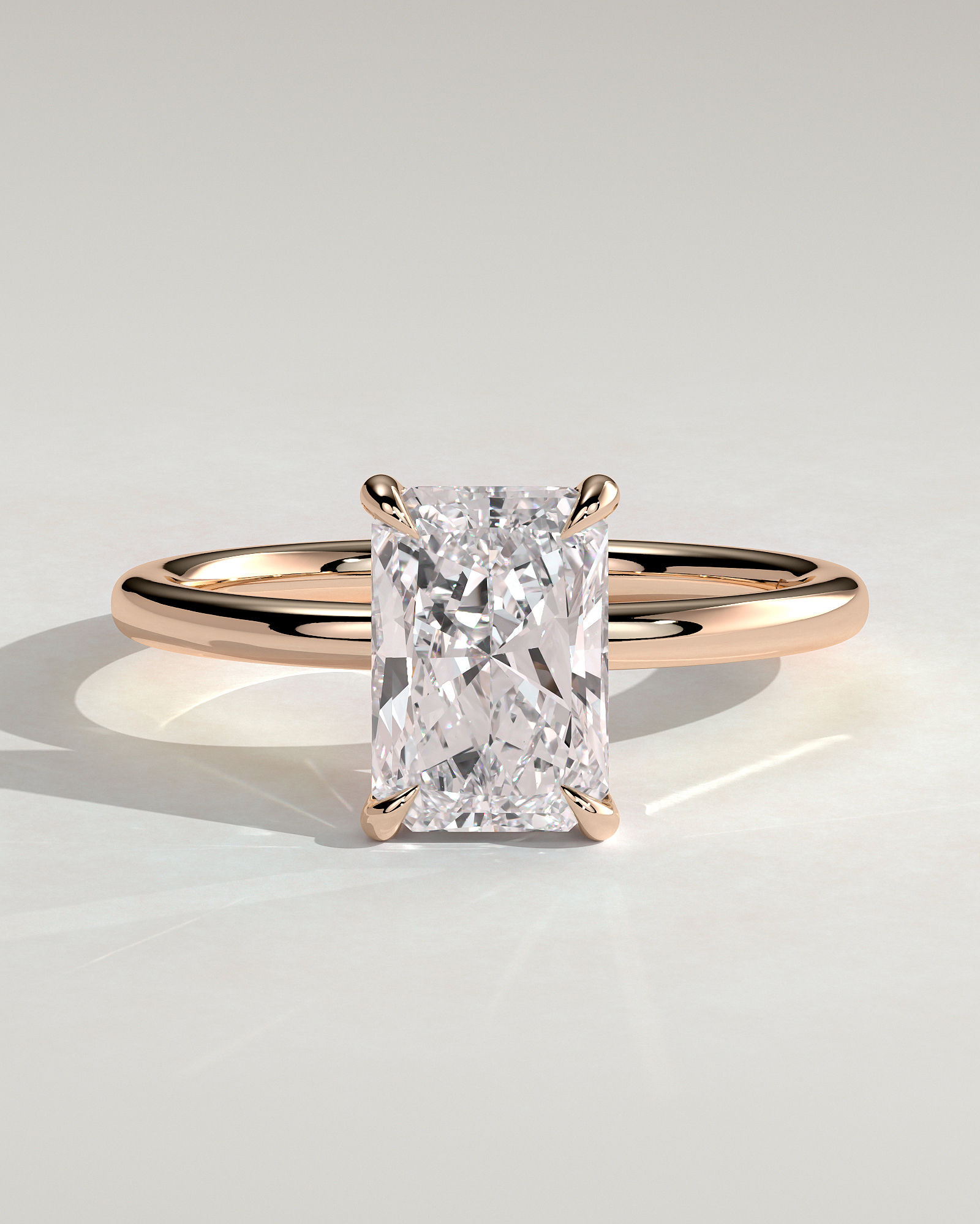 Judy - Radiant Solitaire - 18k Rose Gold High Setting