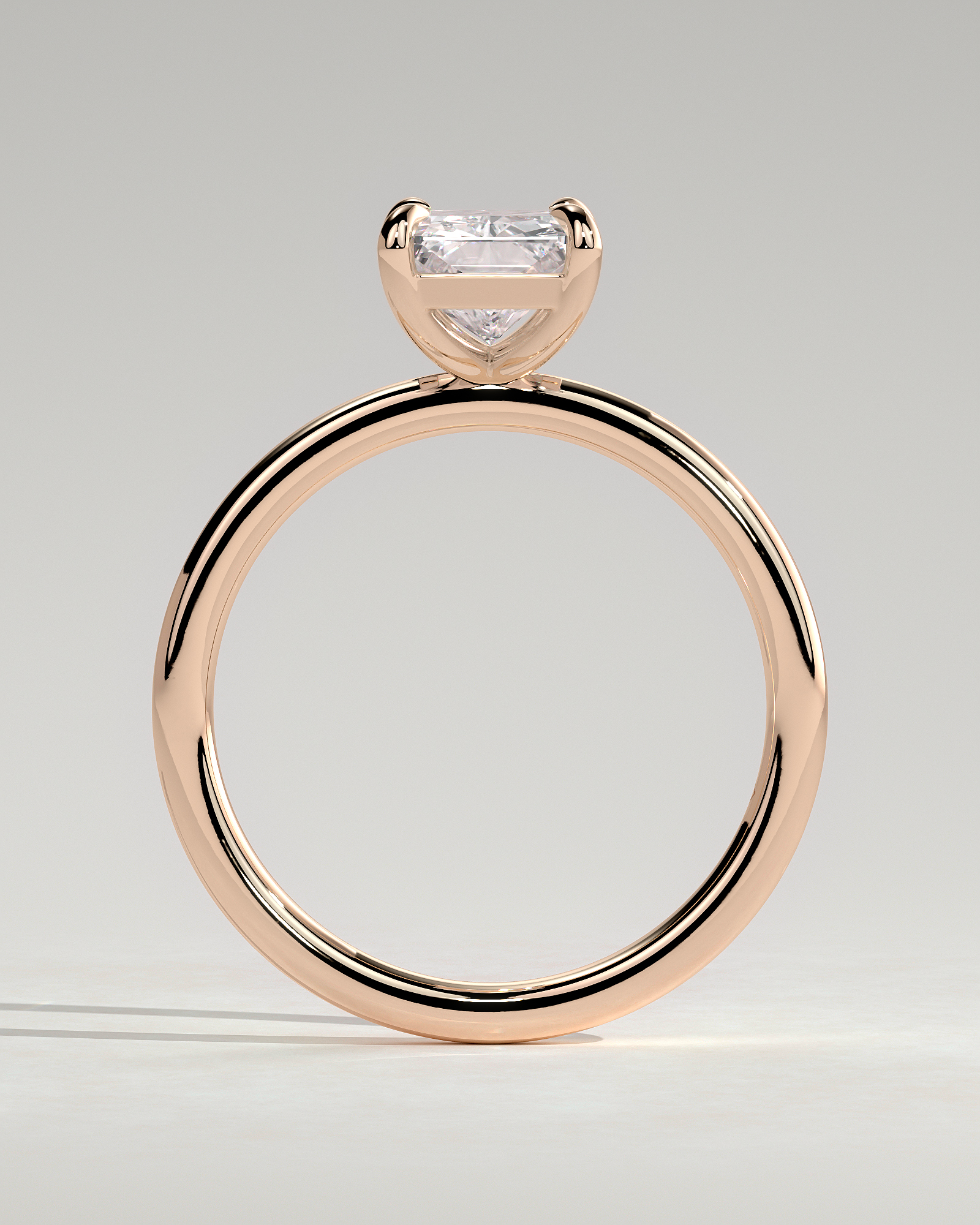 Judy - Radiant Solitaire - 18k Rose Gold High Setting