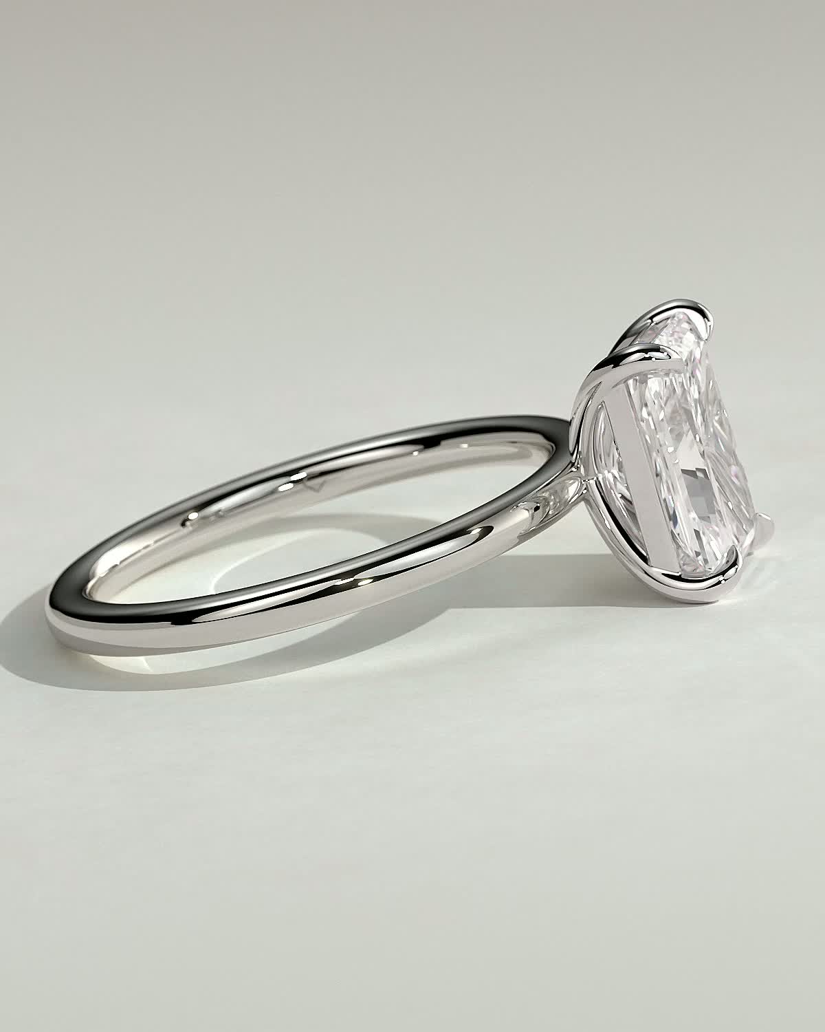 Judy - Radiant Solitaire - 18k White Gold High Setting