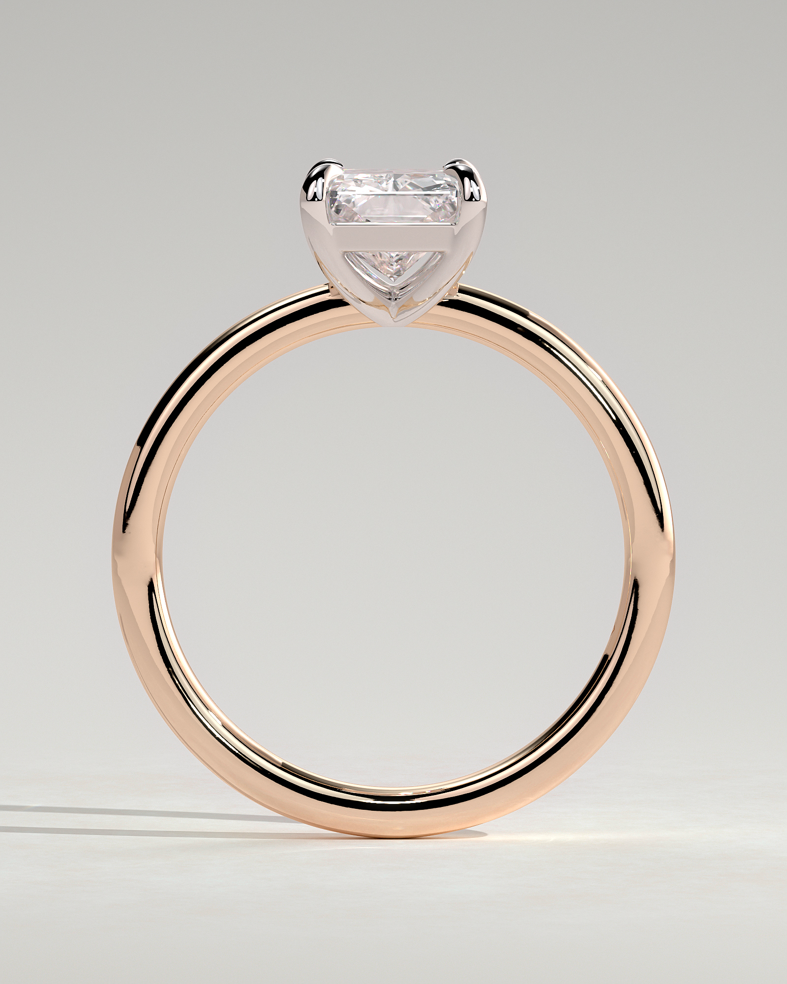 Judy - Radiant Solitaire - 18k Rose Gold / 18k White Gold Low Setting