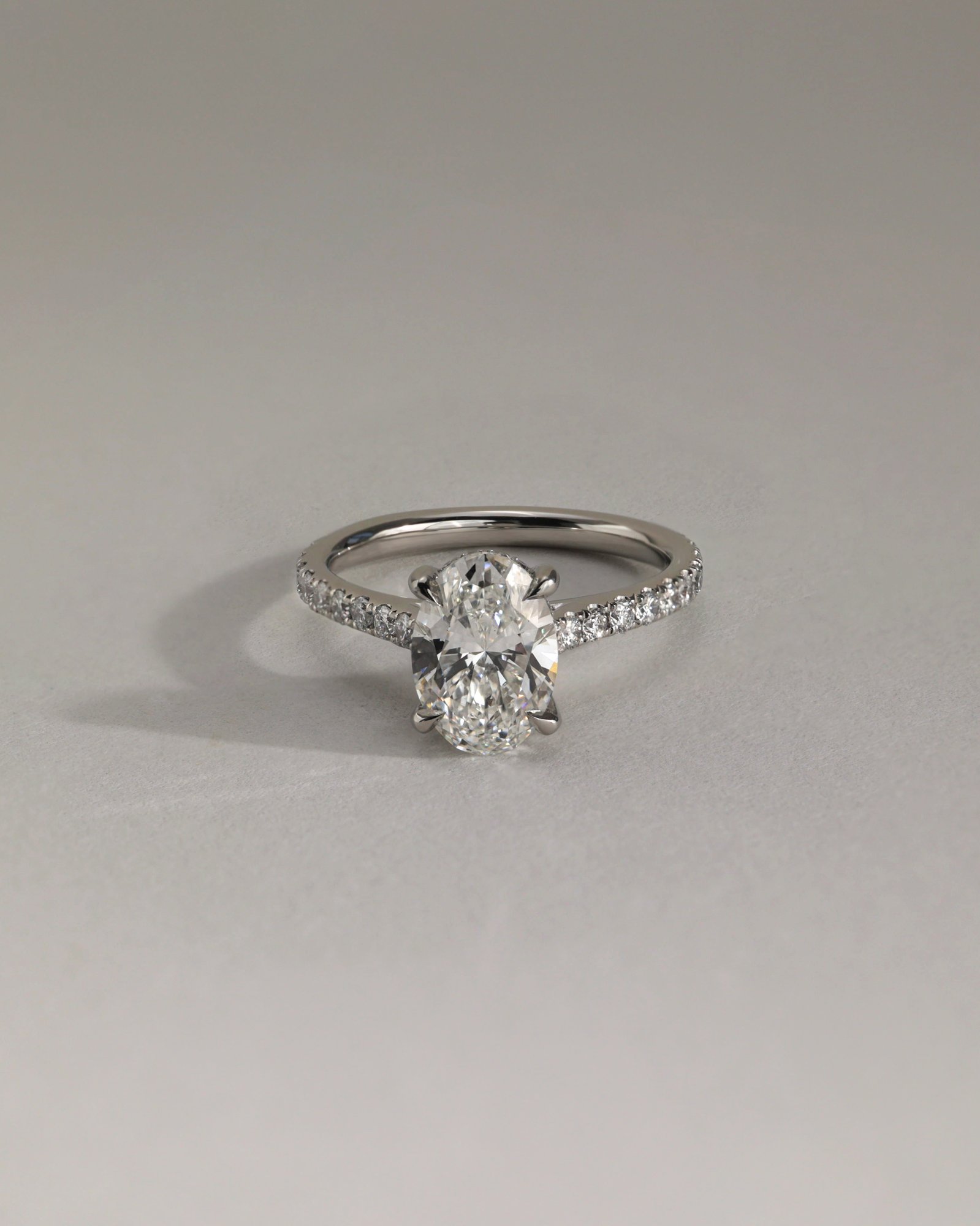 Julia  Oval Solitaire with Hidden Halo and Pav Lifestyle Image