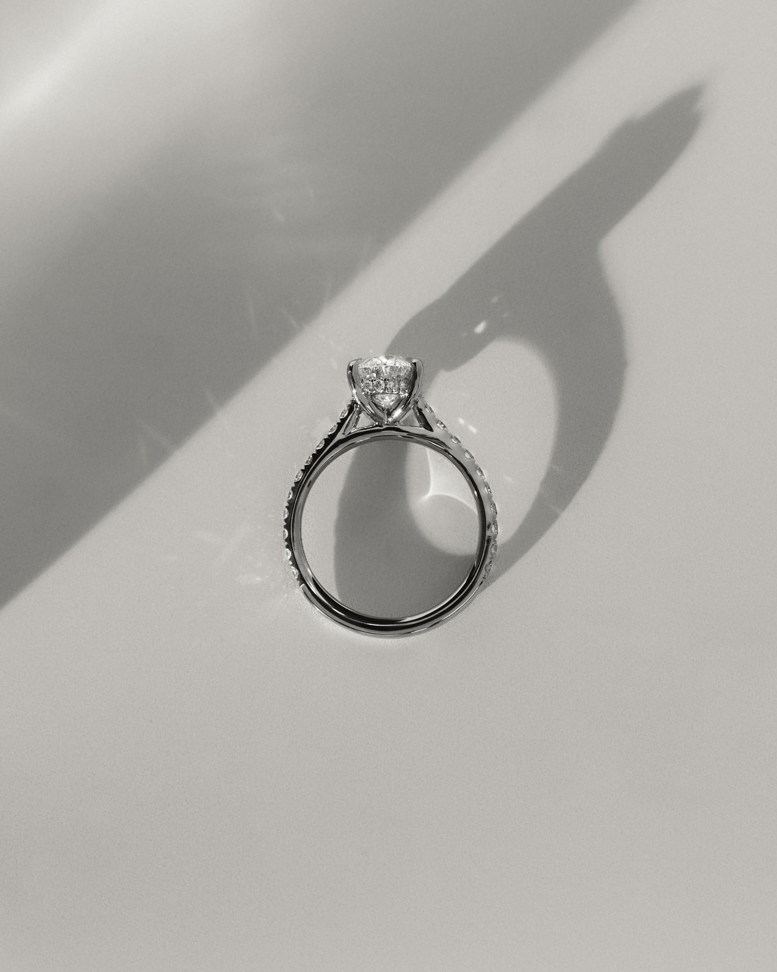 Julia  Oval Solitaire with Hidden Halo and Pav Lifestyle Image