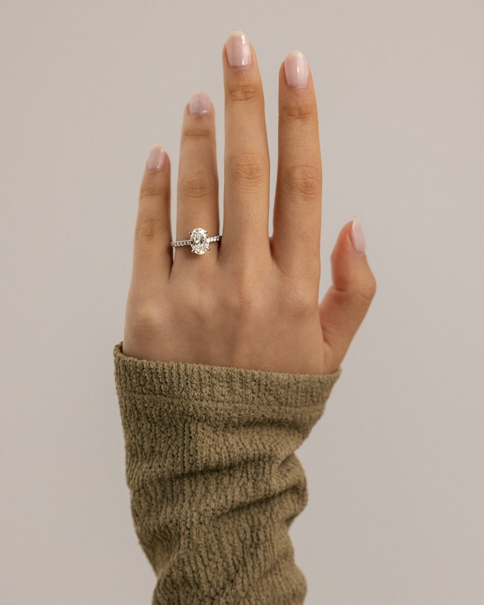 Julia  Oval Solitaire with Hidden Halo and Pav Lifestyle Image