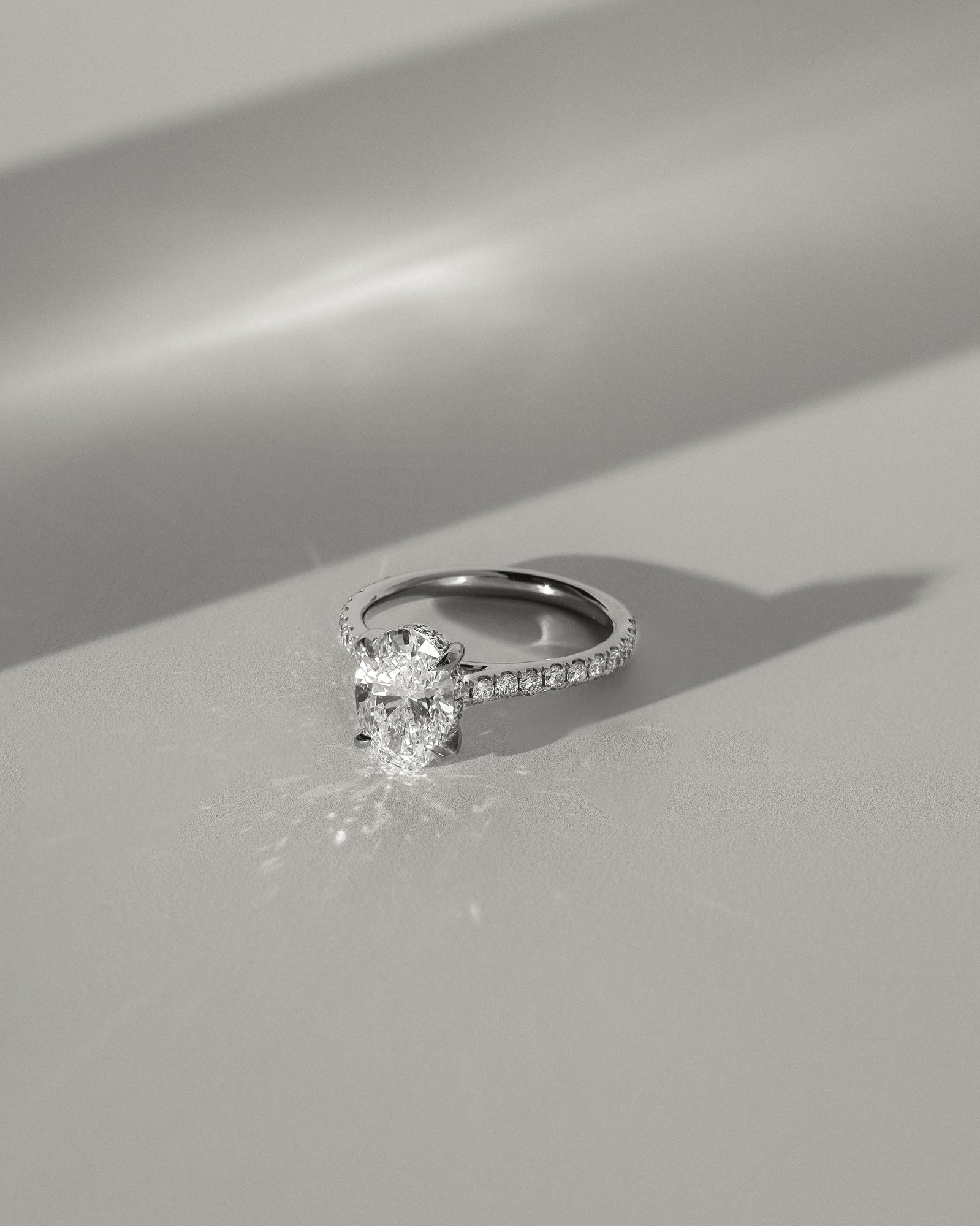 Julia  Oval Solitaire with Hidden Halo and Pav Lifestyle Image