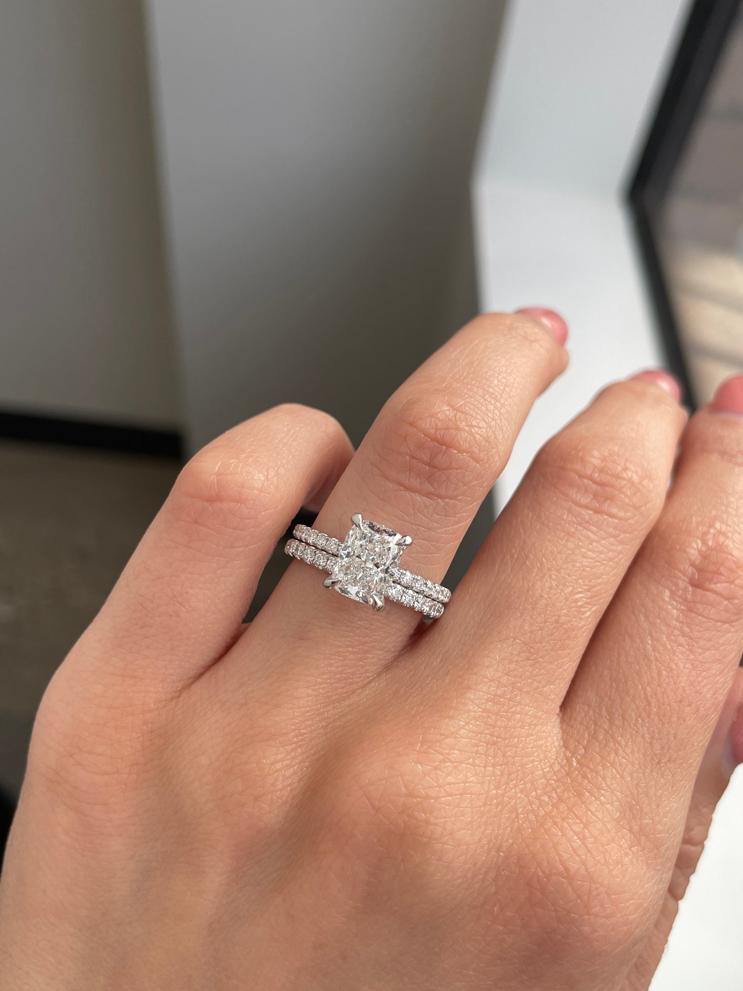 Kaitlyn  Half Pave Wedding Ring Lifestyle Image