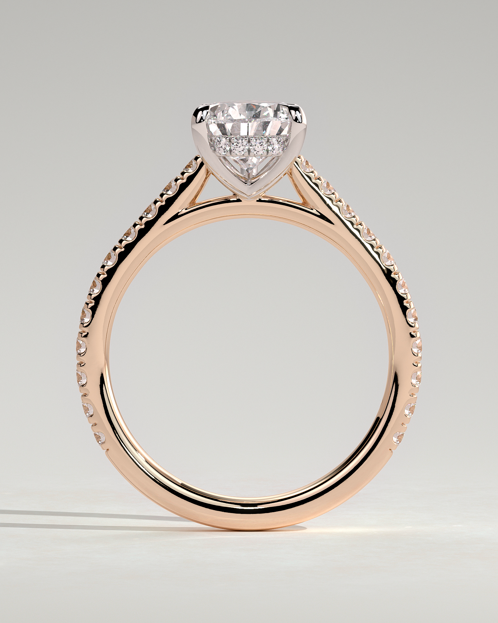 Katrina - 5 Claw Pear Pav with Hidden Halo - 18k Rose Gold / 18k White Gold