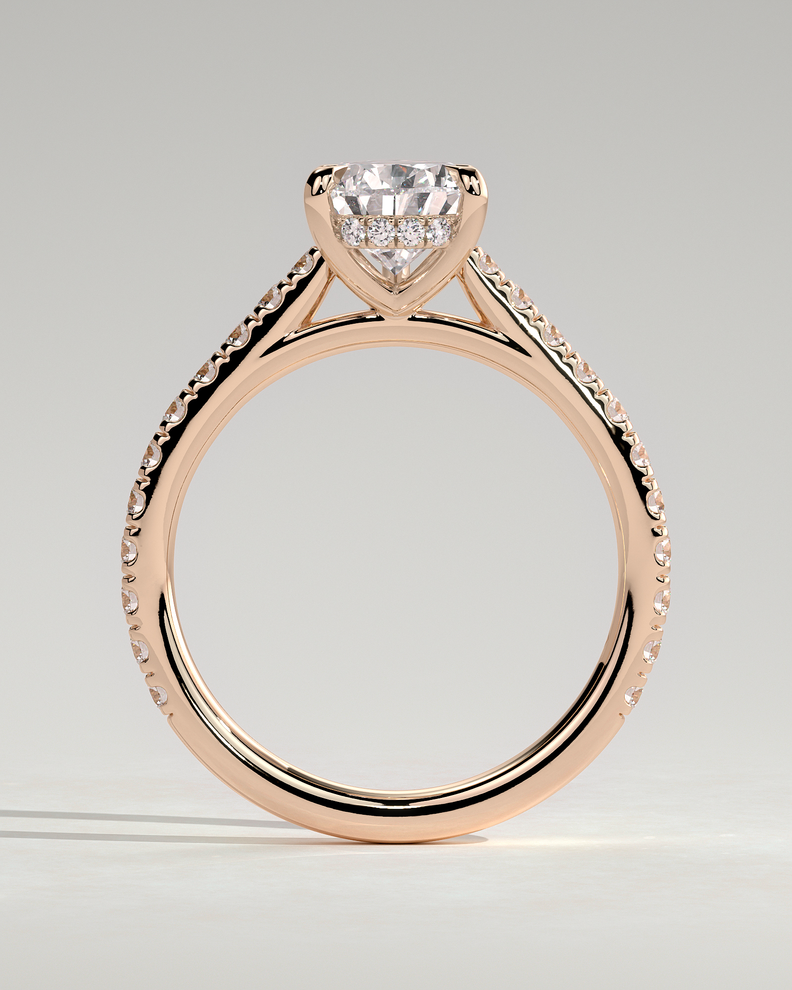 Katrina - 5 Claw Pear Pav with Hidden Halo - 18k Rose Gold