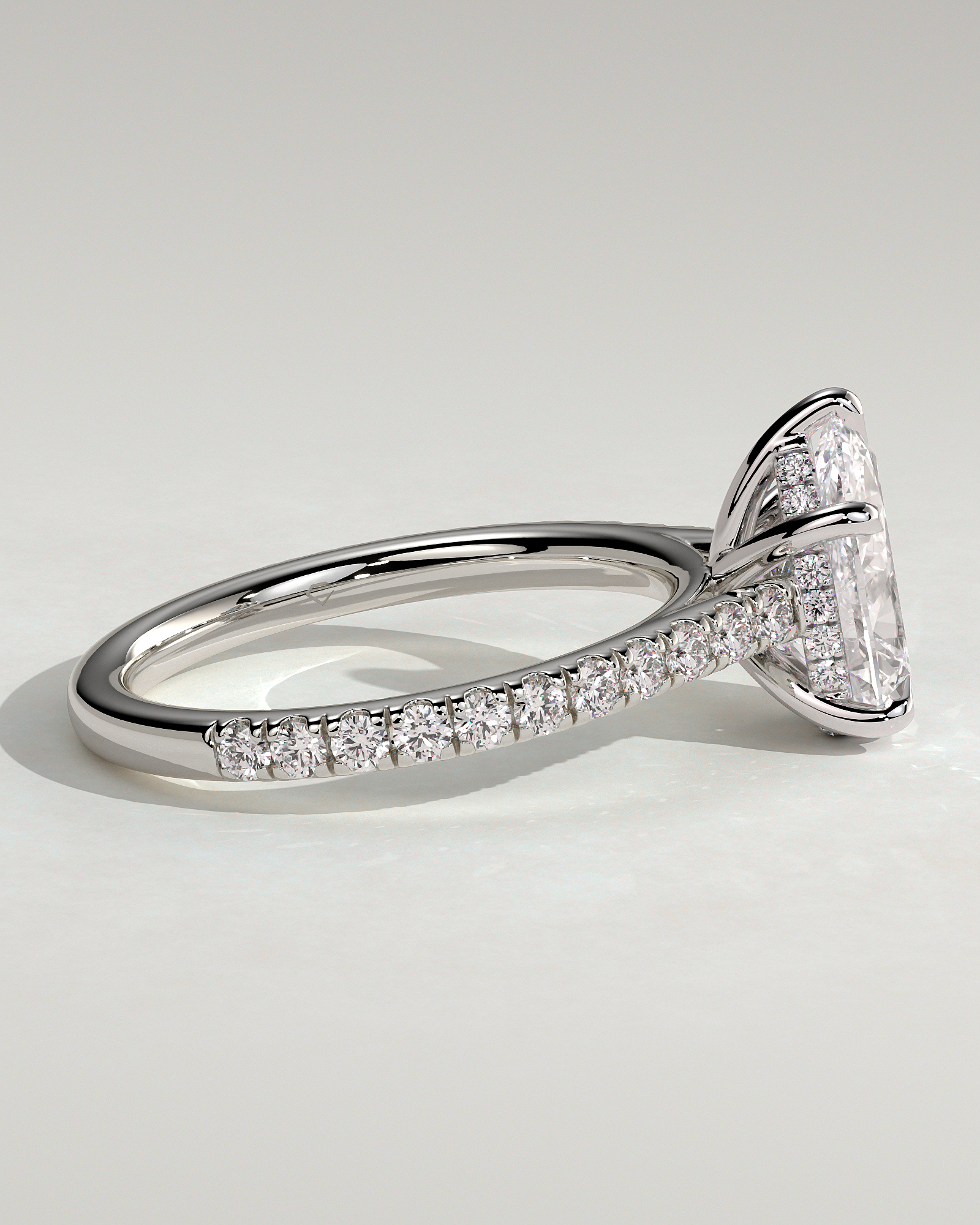 Katrina - 5 Claw Pear Pav with Hidden Halo - 18k White Gold