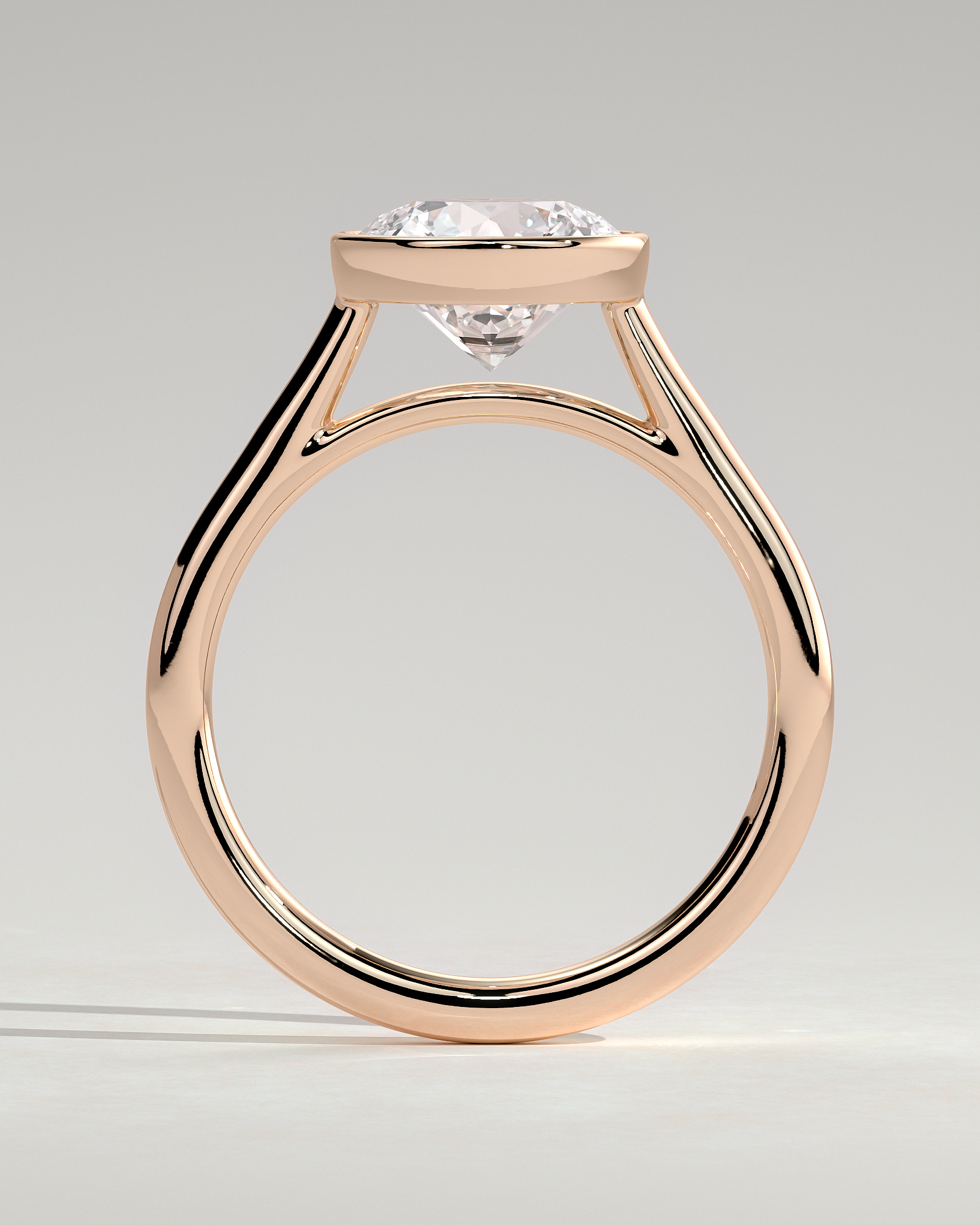Kaylah  Bezel Set Round Solitaire - 18k Rose Gold