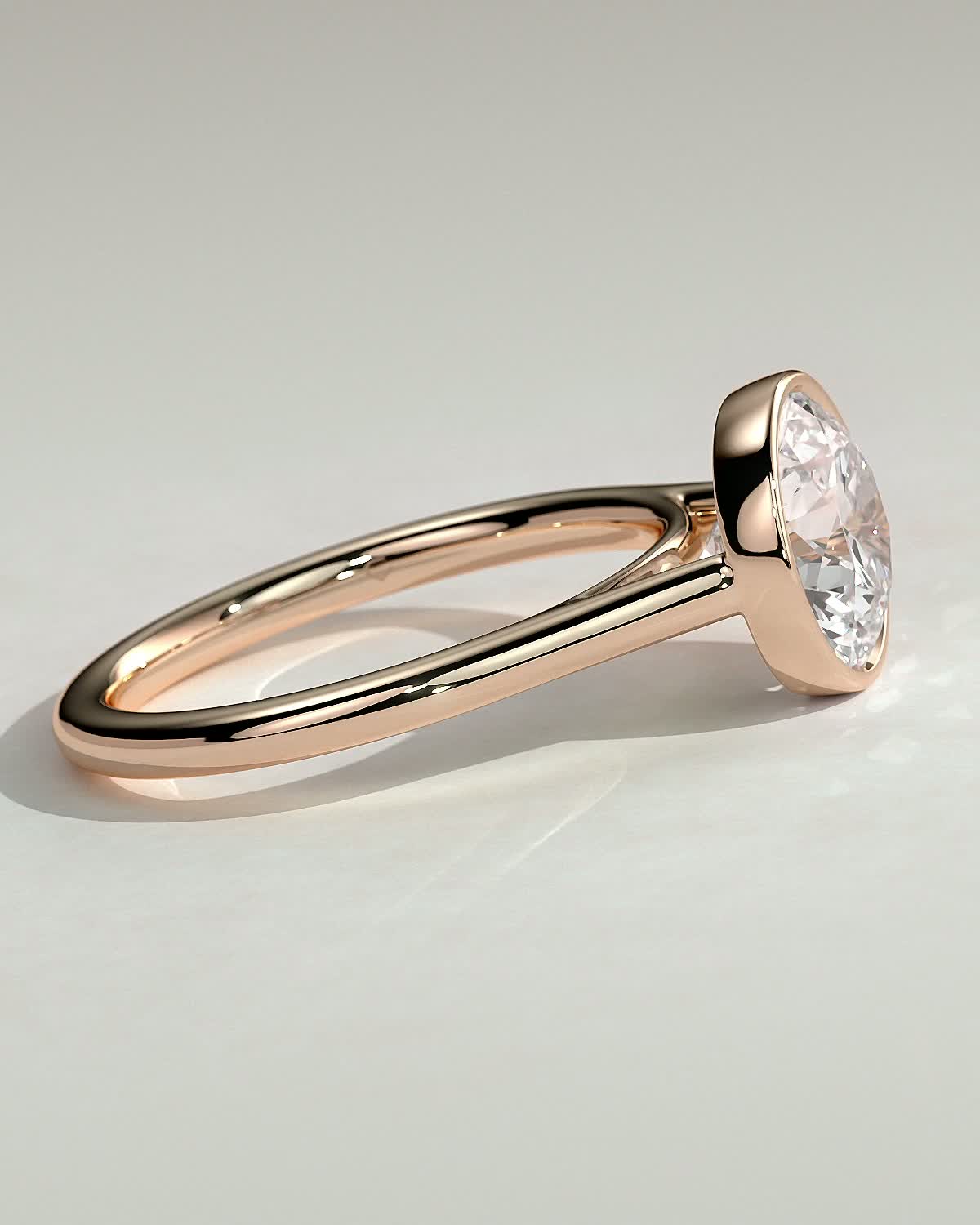 Kaylah  Bezel Set Round Solitaire - 18k Rose Gold