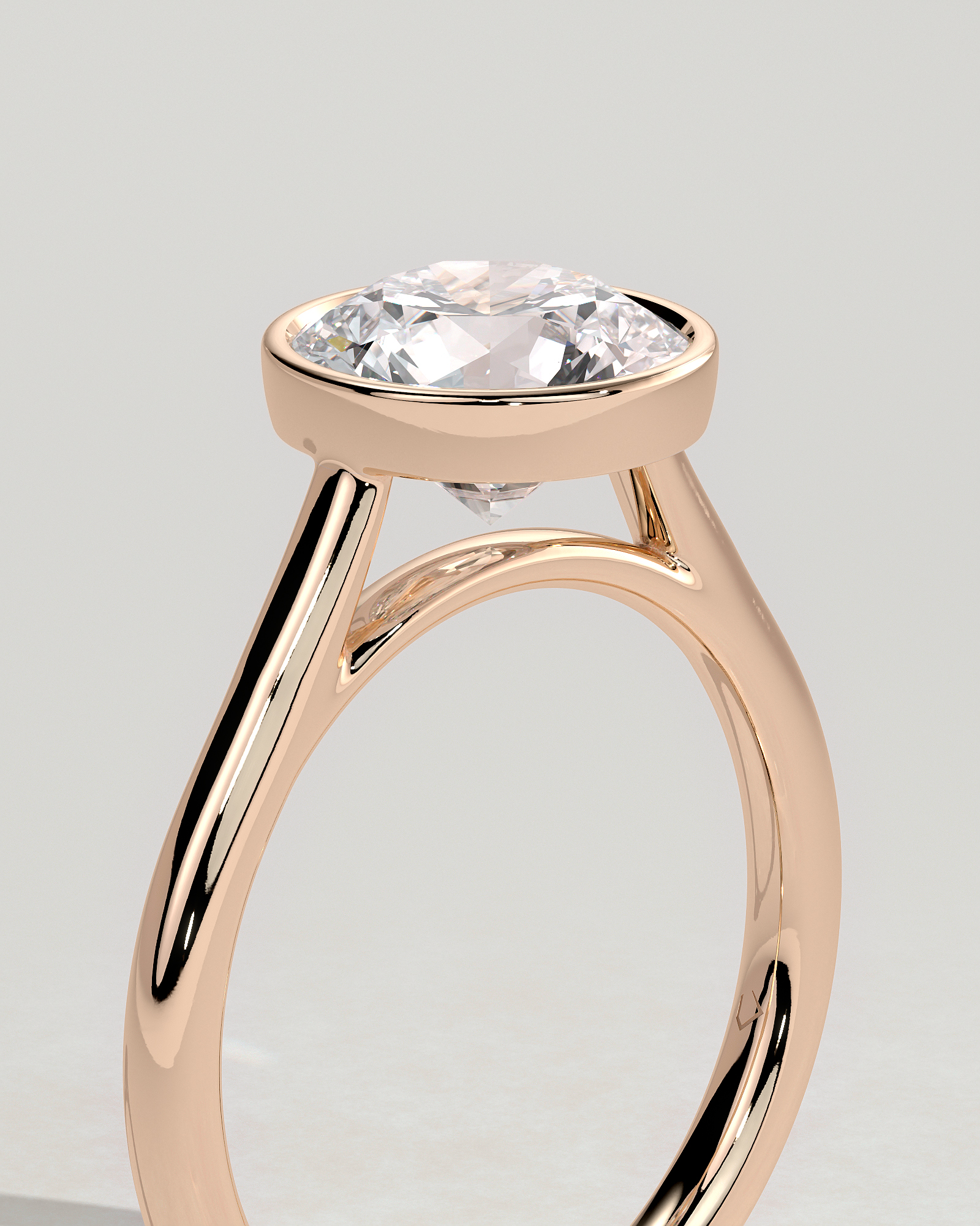 Kaylah  Bezel Set Round Solitaire - 18k Rose Gold