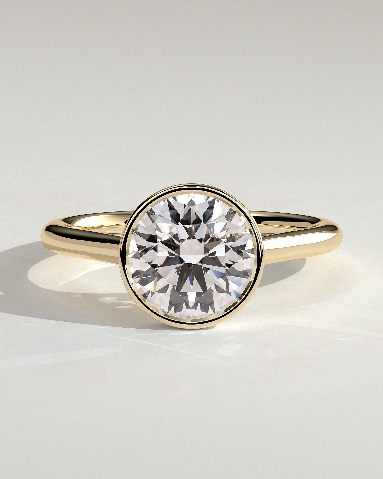 Kaylah  Bezel Set Round Solitaire - 18k Yellow Gold