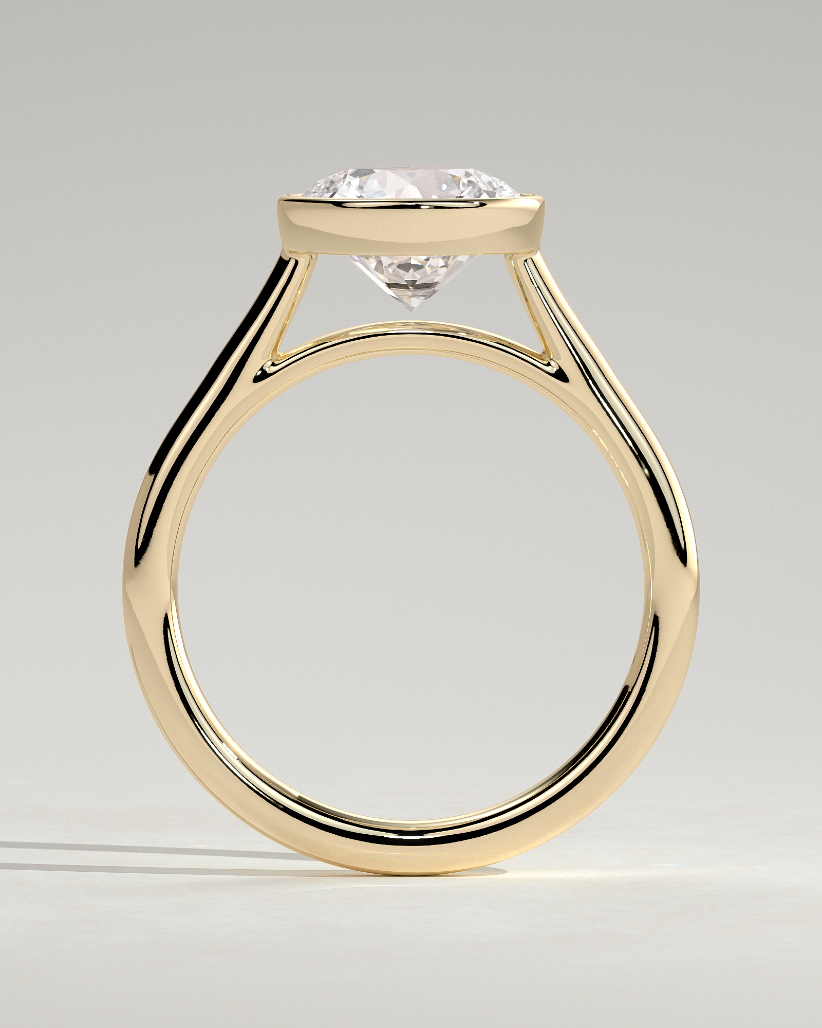 Kaylah  Bezel Set Round Solitaire - 18k Yellow Gold