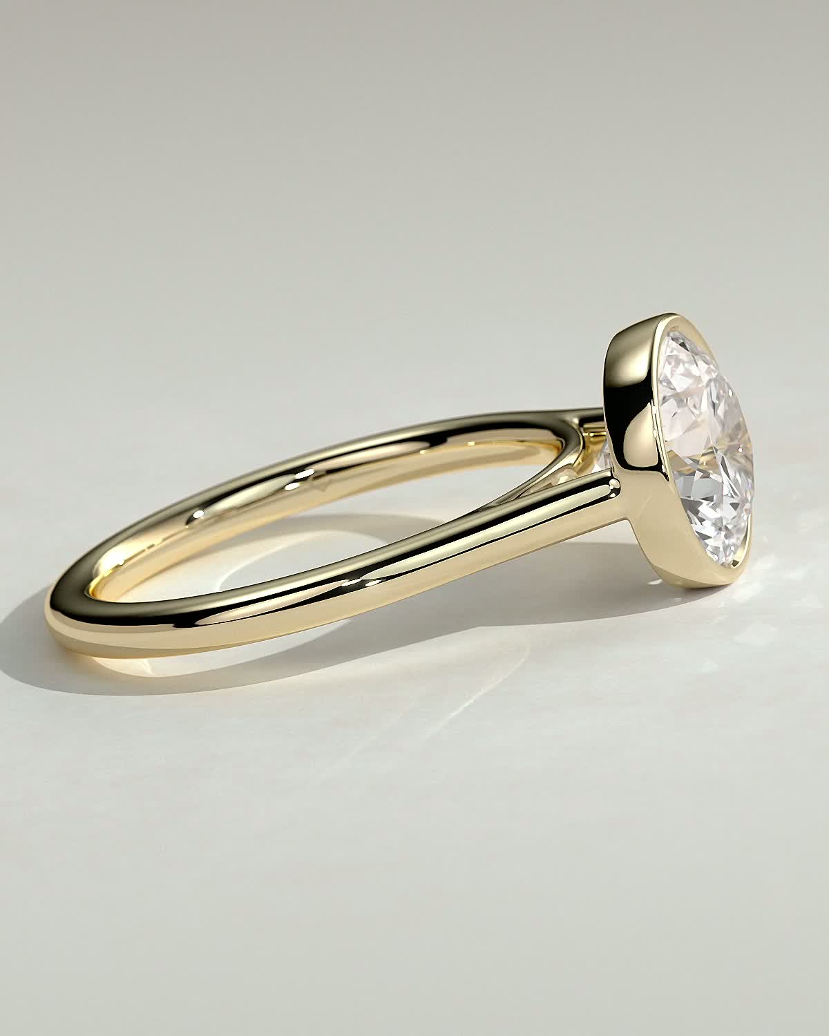 Kaylah  Bezel Set Round Solitaire - 18k Yellow Gold