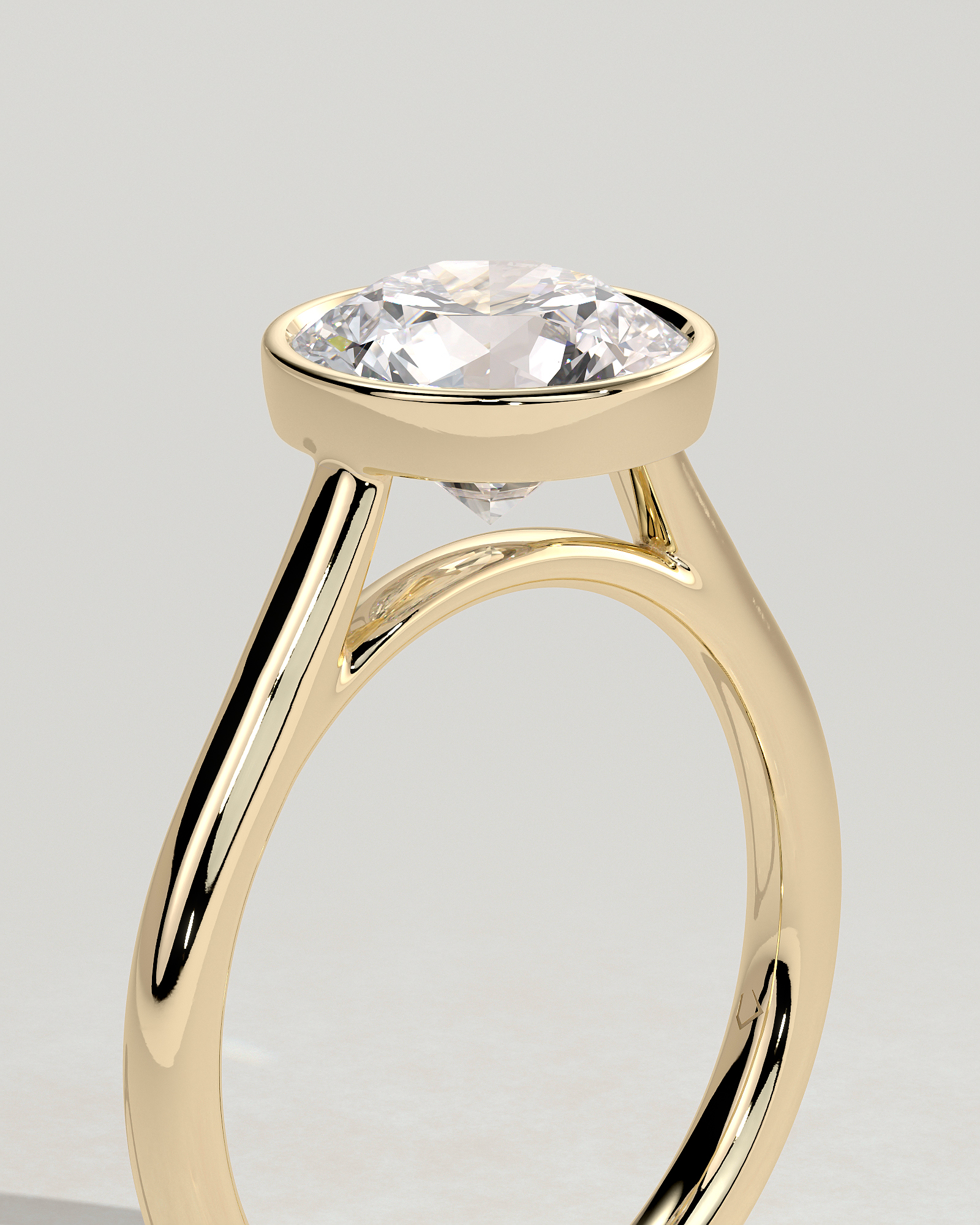 Kaylah  Bezel Set Round Solitaire - 18k Yellow Gold
