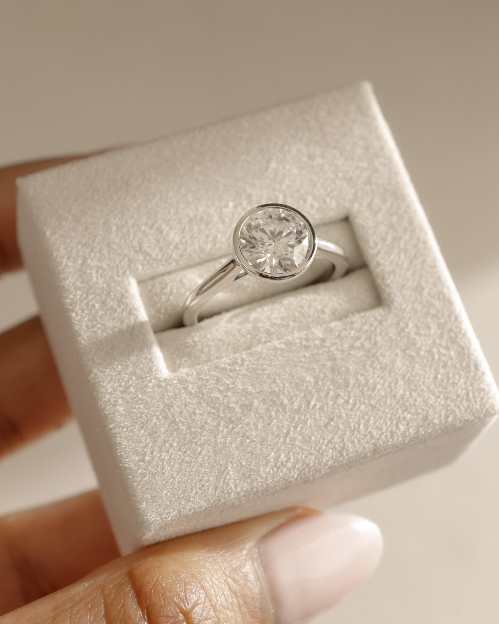 Kaylah  Bezel Set Round Solitaire Lifestyle Image