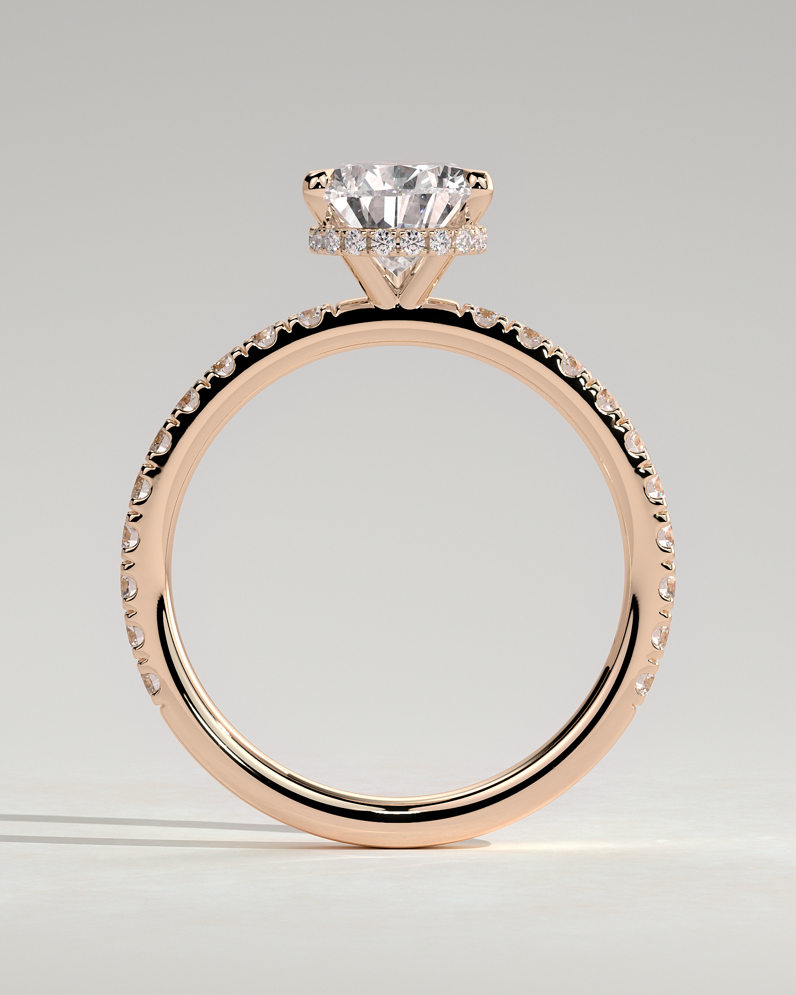 Keira - 3 Claw Pear Pav Solitaire with Hidden Halo - 18k Rose Gold