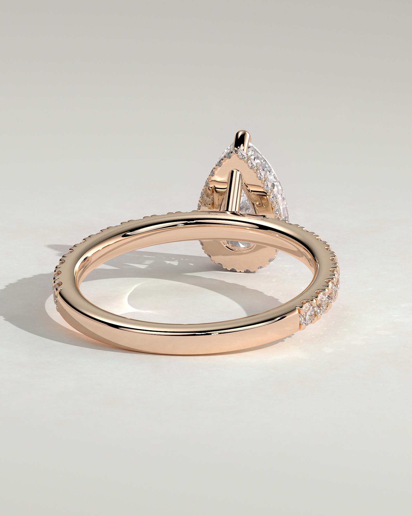 Keira - 3 Claw Pear Pav Solitaire with Hidden Halo - 18k Rose Gold